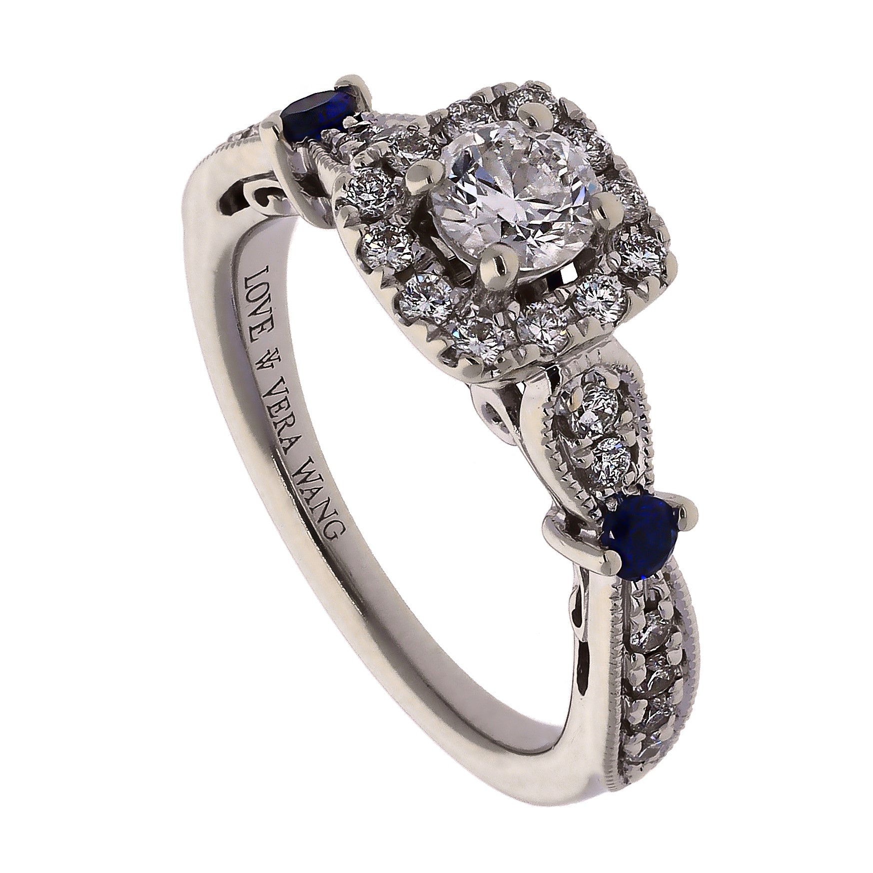14K White Gold Vera Wang Diamond & Sapphire Engagement Ring