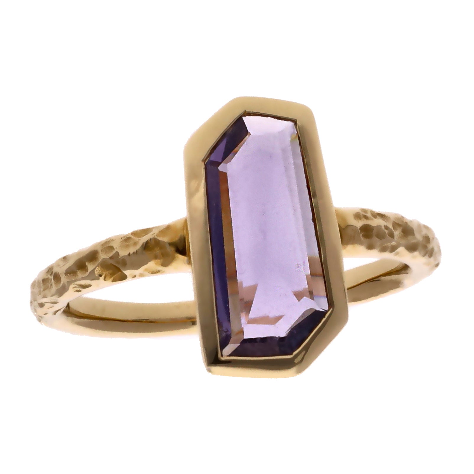 14K Yellow Gold Rose Cut Purple Sapphire Ring