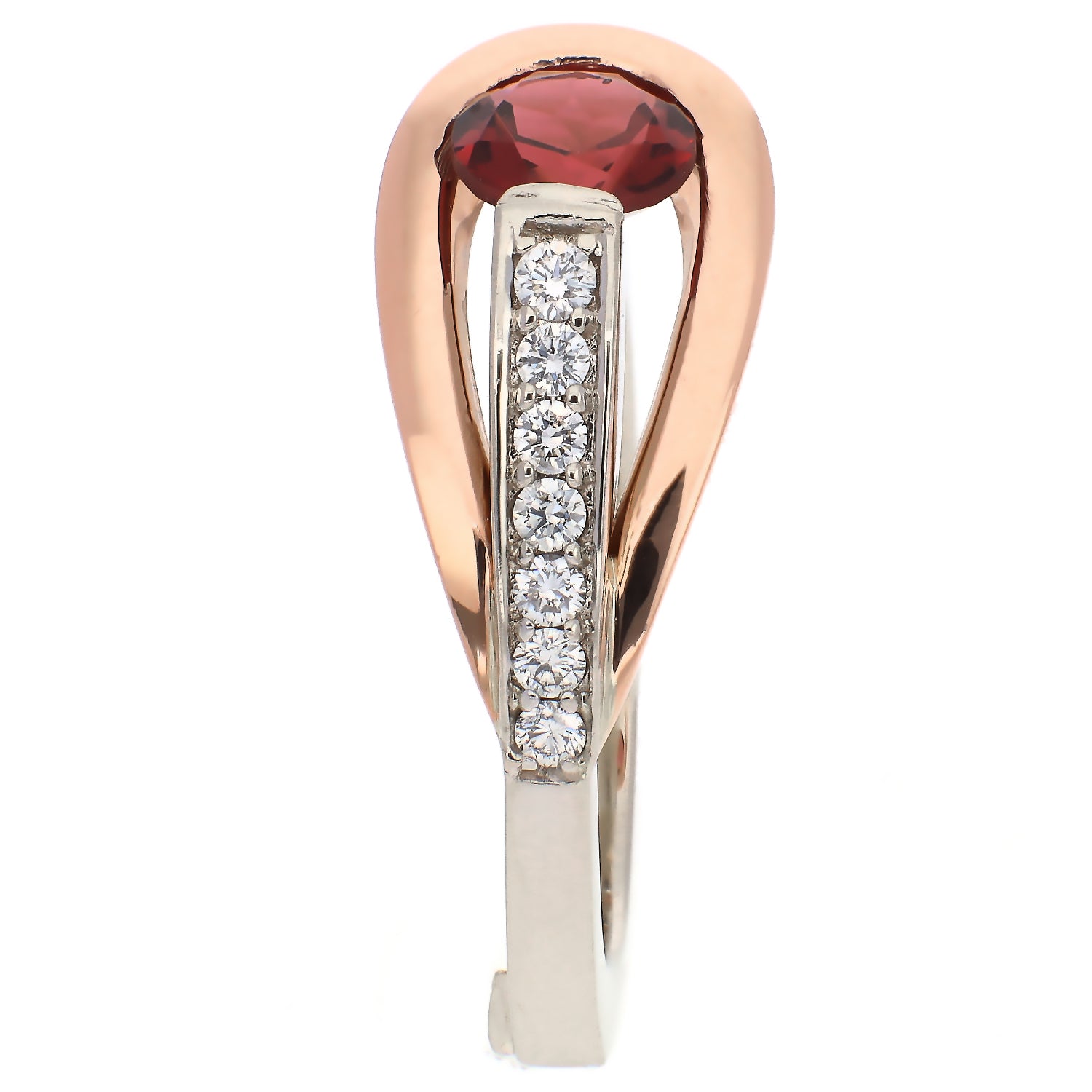 Ancora Design 14K White and Rose Gold Garnet and Diamond Ring