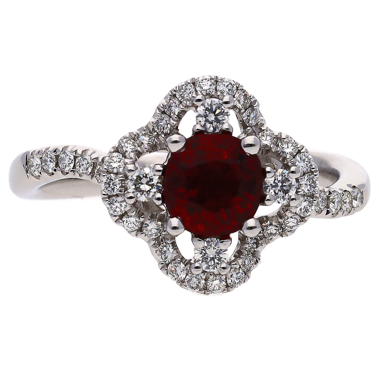 18K White Gold Diamond and Ruby Fashion Ring