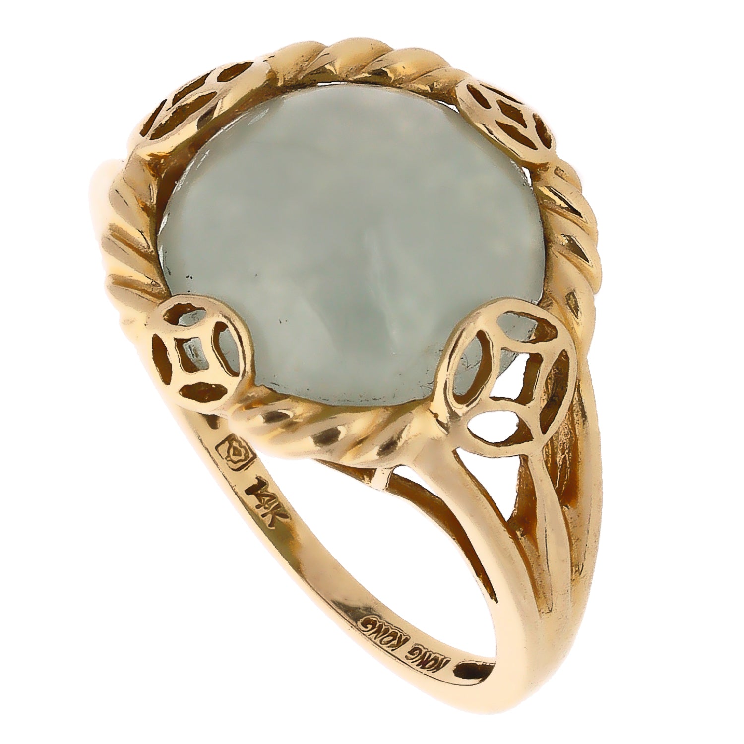 Vintage 14K Yellow Gold Nephrite Jade Ring