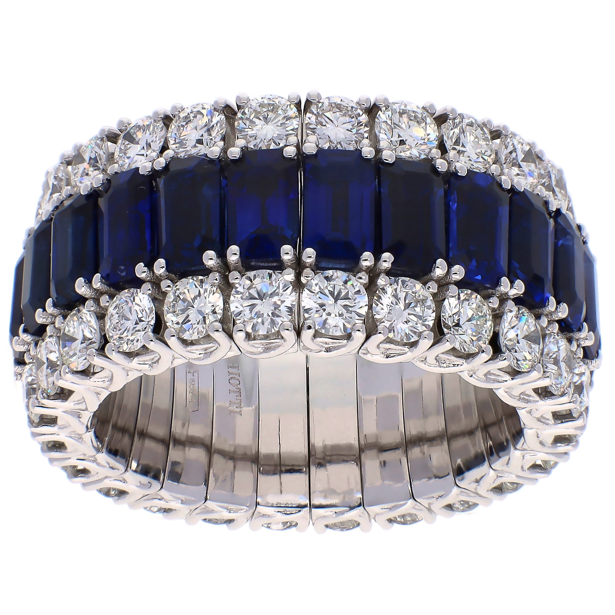 Picchiotti Xpandable 18K White Gold Sapphire and Diamond Band Ring