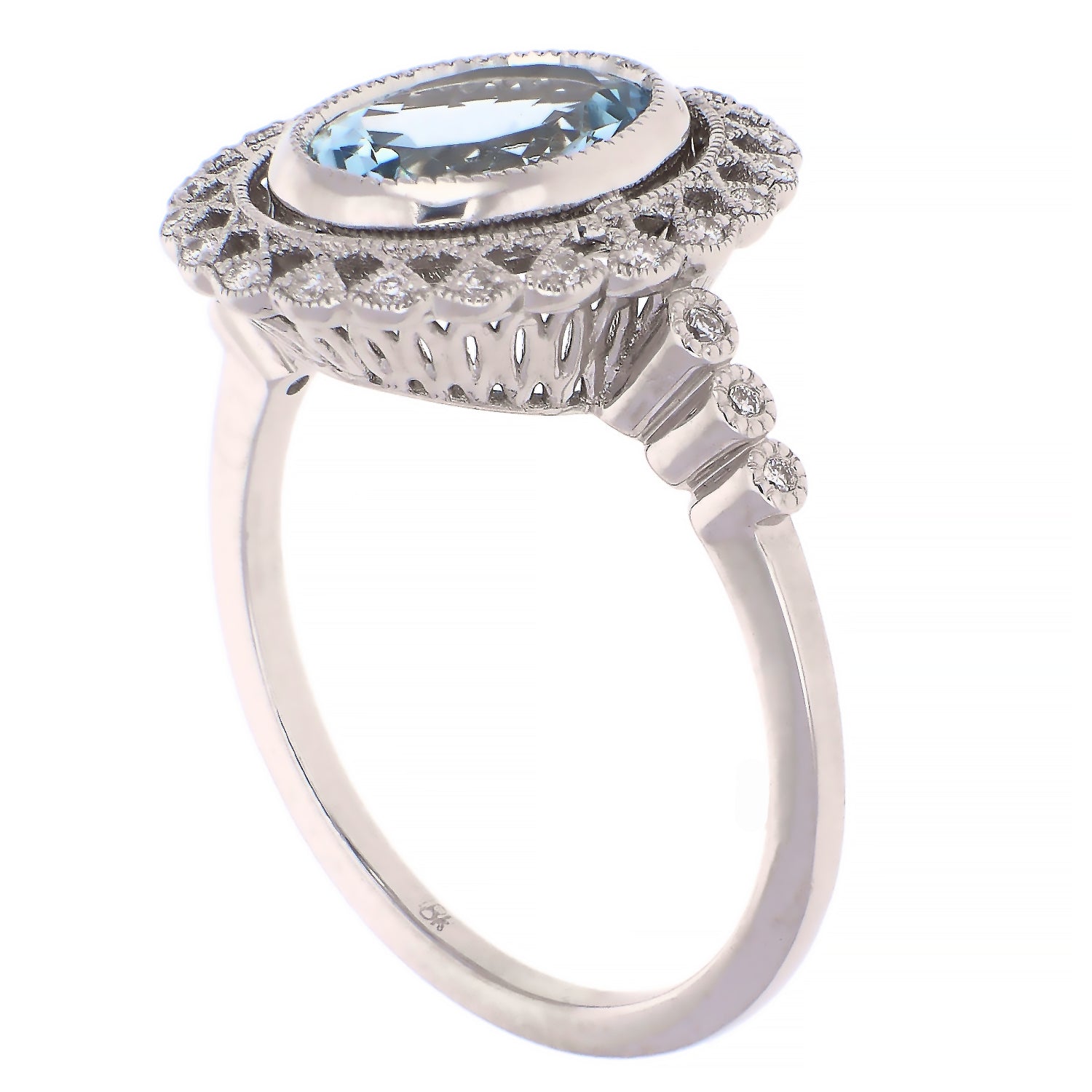 18K White Gold Aquamarine and Diamond Ring