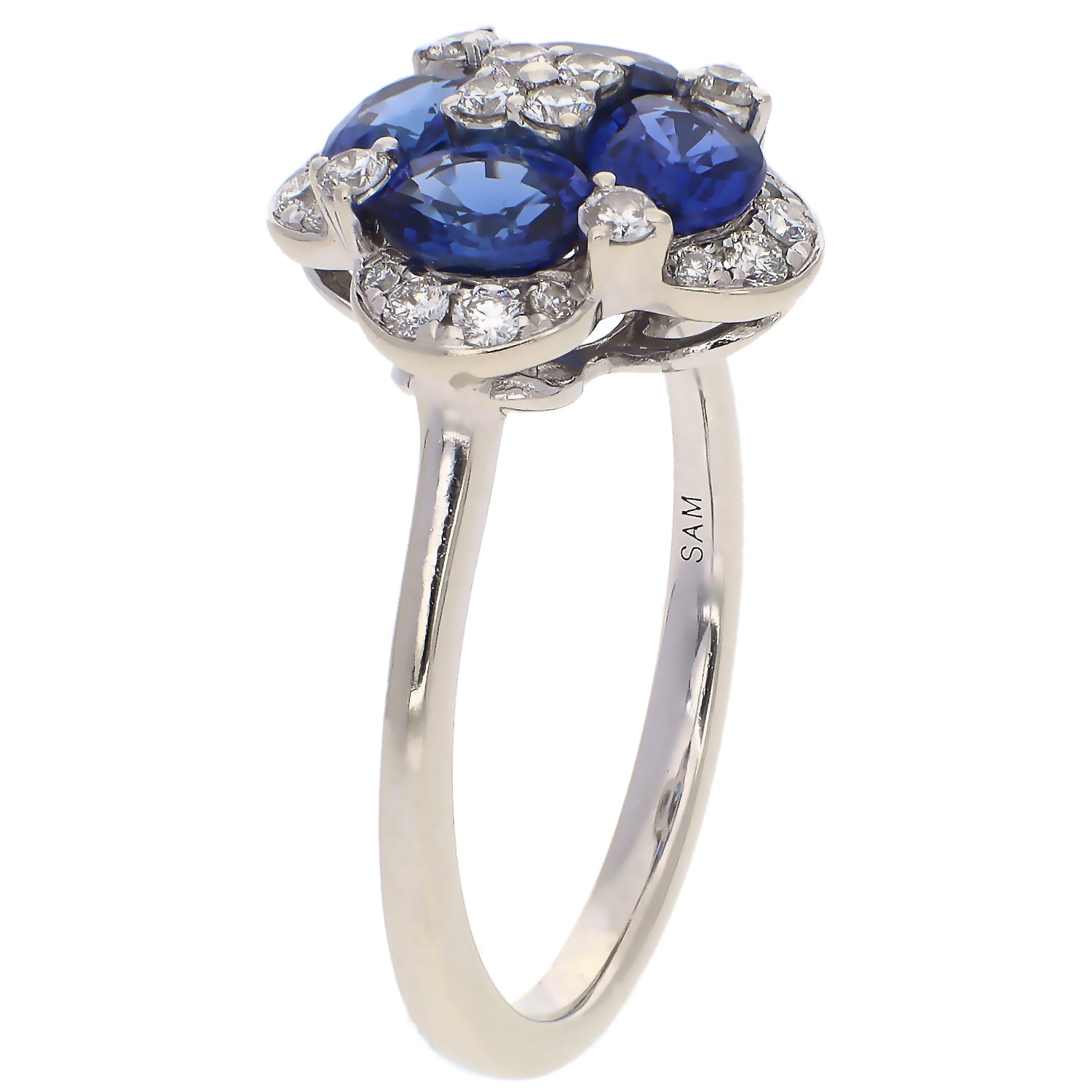 14K White Gold Sapphire and Diamond Ring