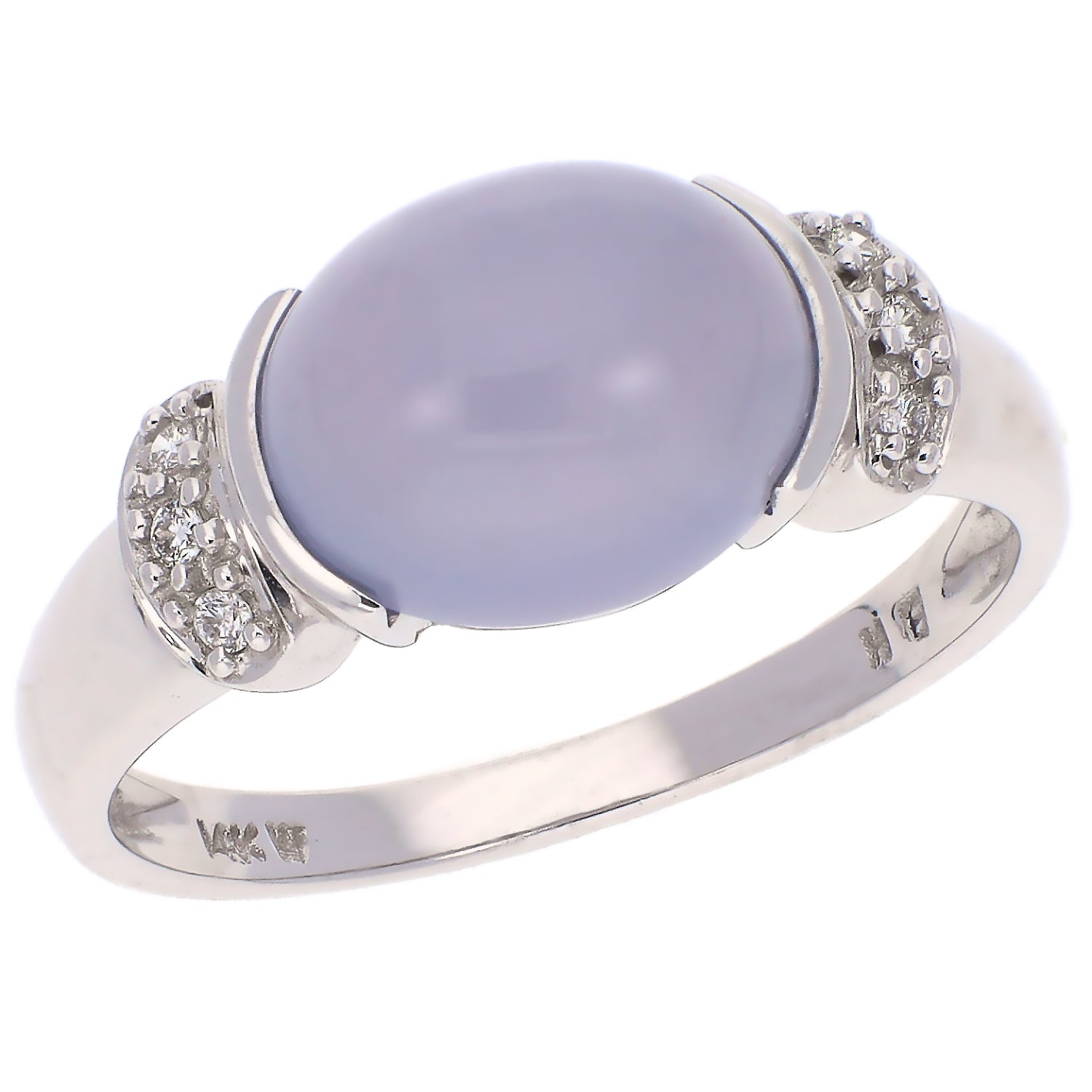 14K White Gold Chalcedony and Diamond Ring