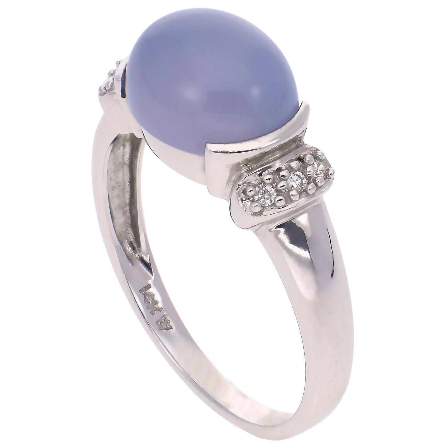 14K White Gold Chalcedony and Diamond Ring