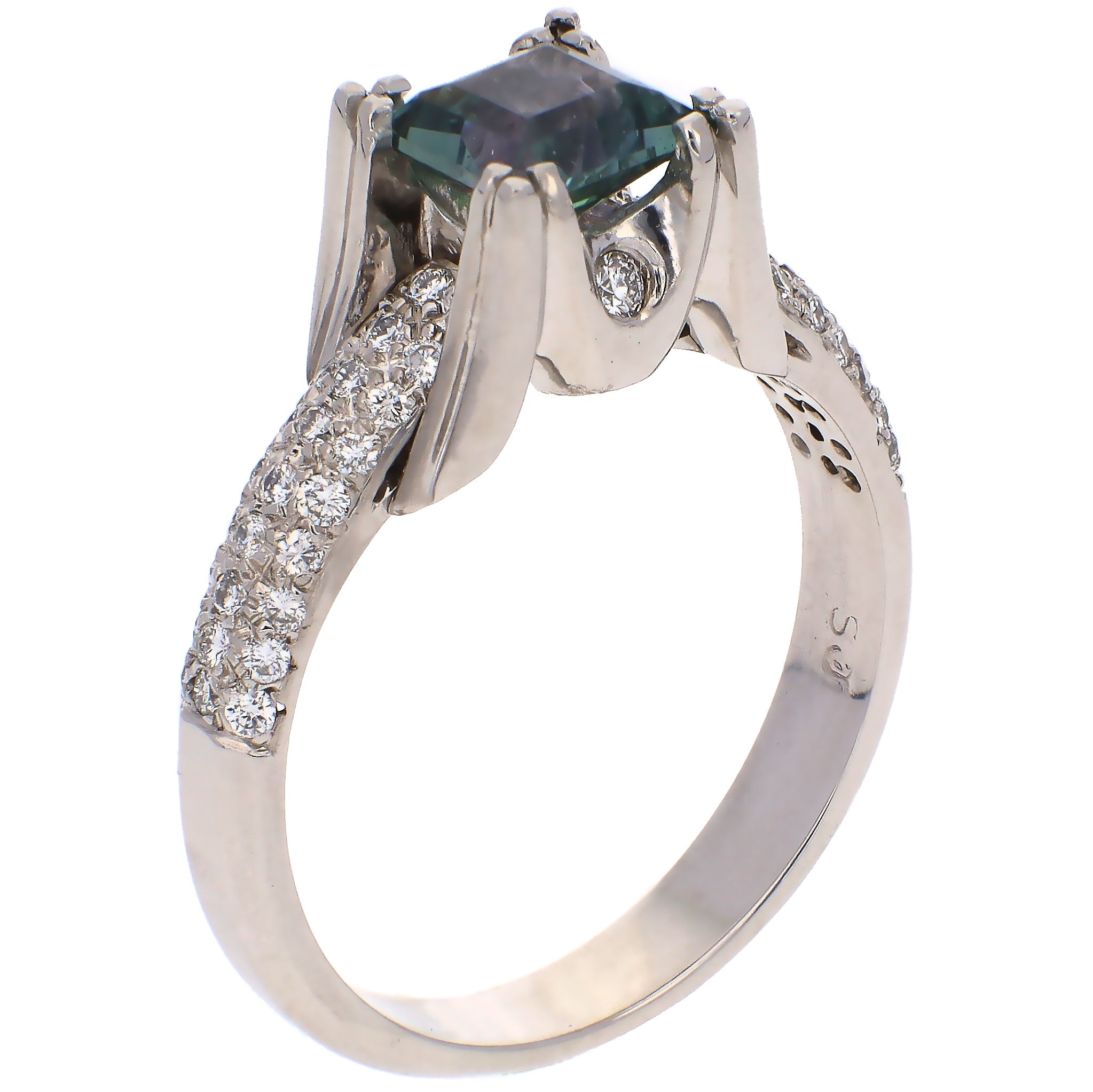 18K White Gold Kornerupine & Diamond Fashion Ring Size 6.5