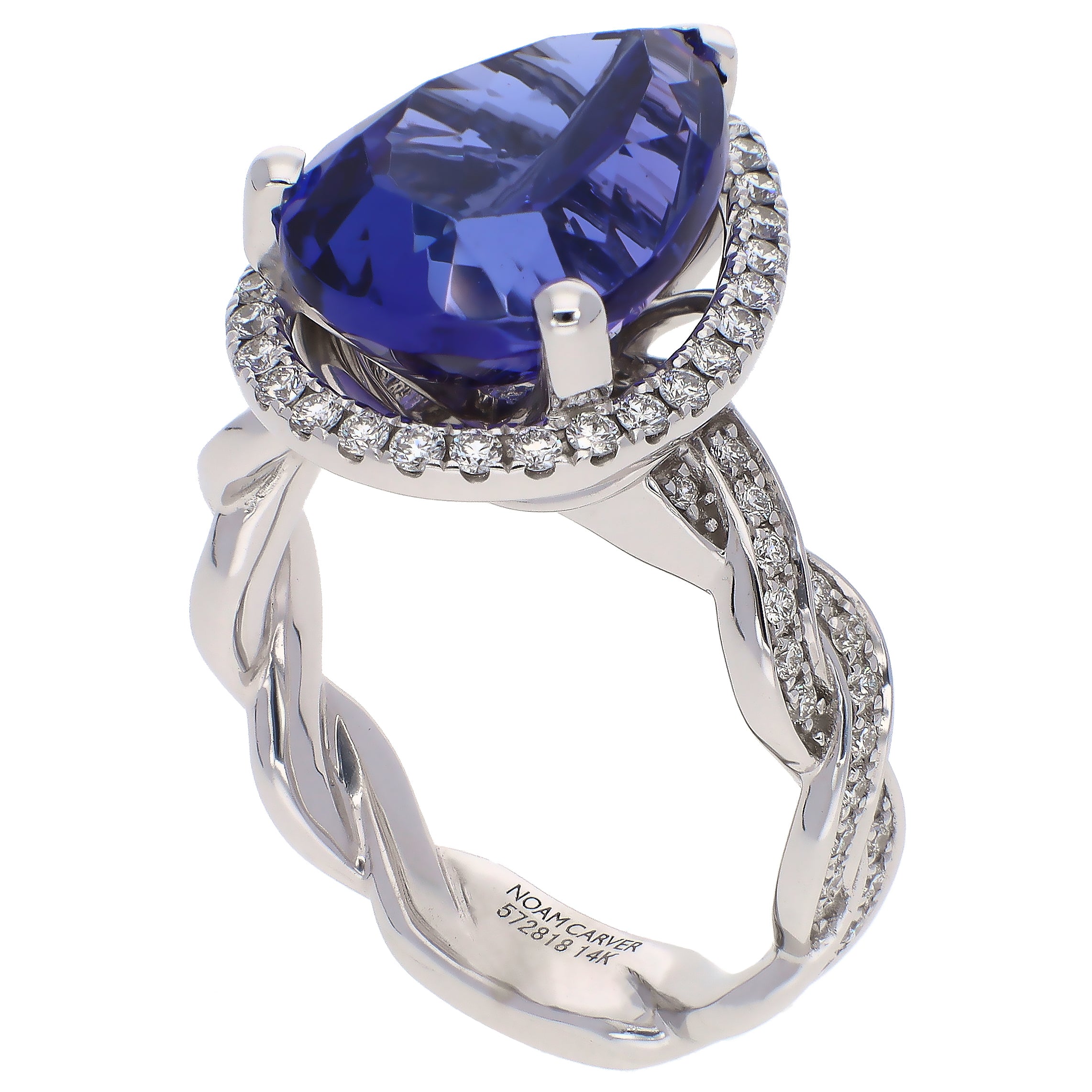 14K White Gold Tanzanite and Diamond Ring