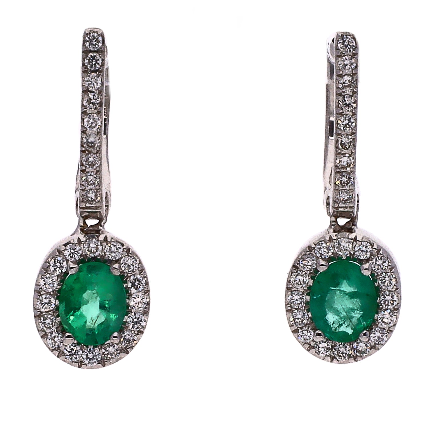 14K Yellow Gold Oval Emerald & Diamond Pendant 16" Necklace