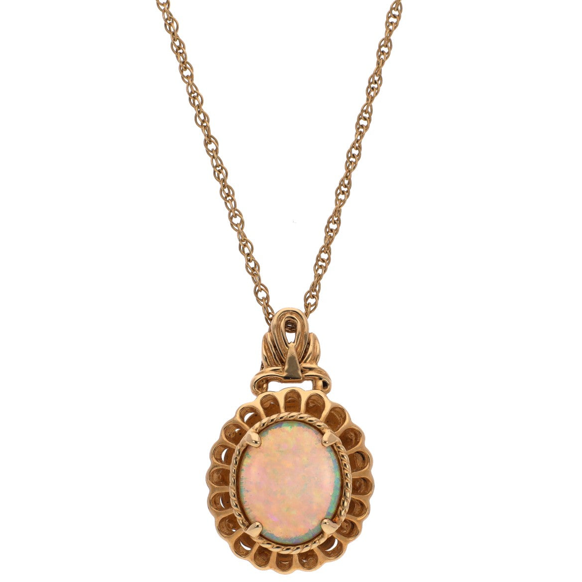 Vintage 14K Yellow Gold Opal Necklace
