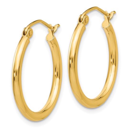 14K Yellow Gold Polish 20mm Tube Hoop Earrings