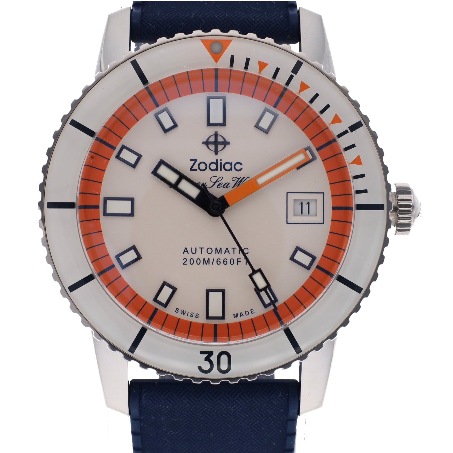 Zodiac Super Sea Wolf ZO9270 40mm Automatic Steel Watch with Box and Papers