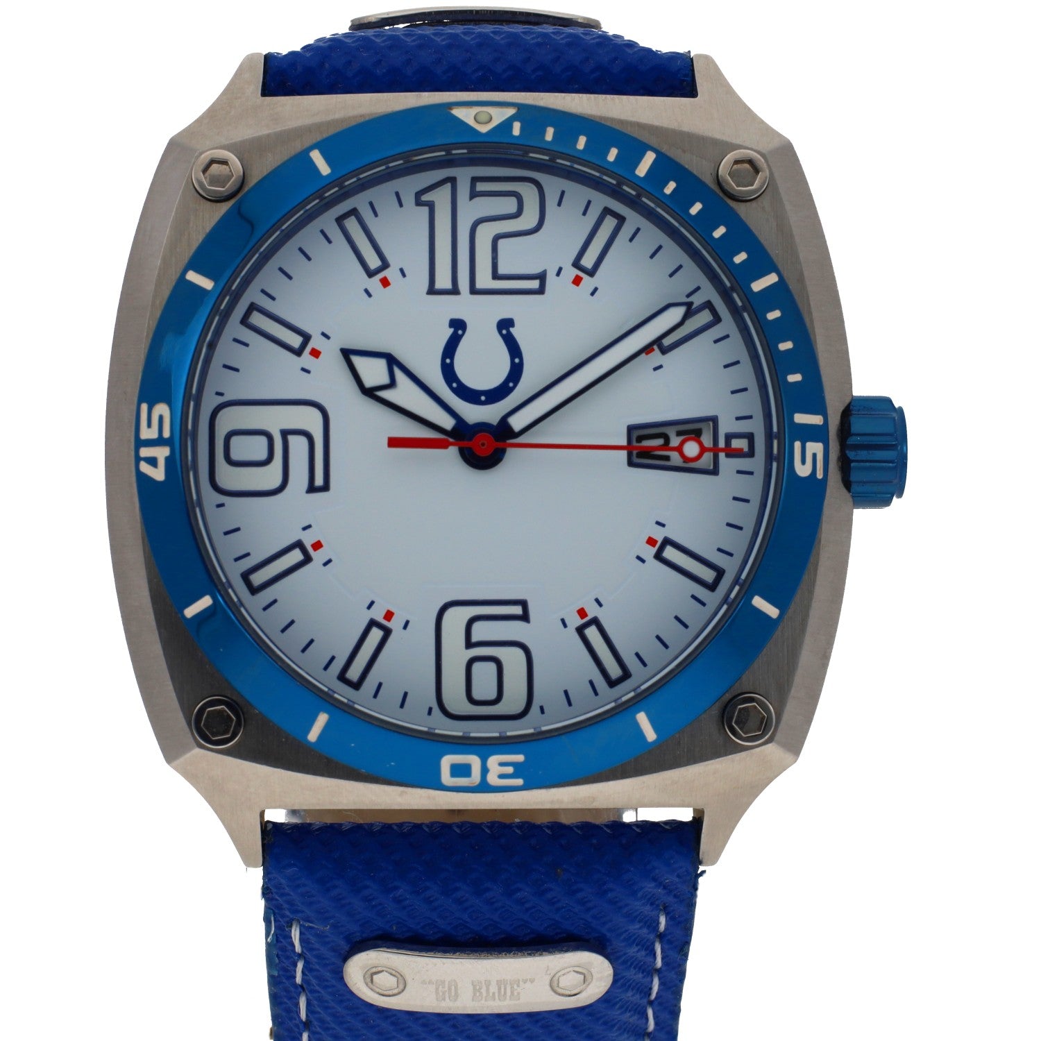 Indianapolis Colts Quartz 45.5mm Stainless Steel Blue Strap Wristwatch