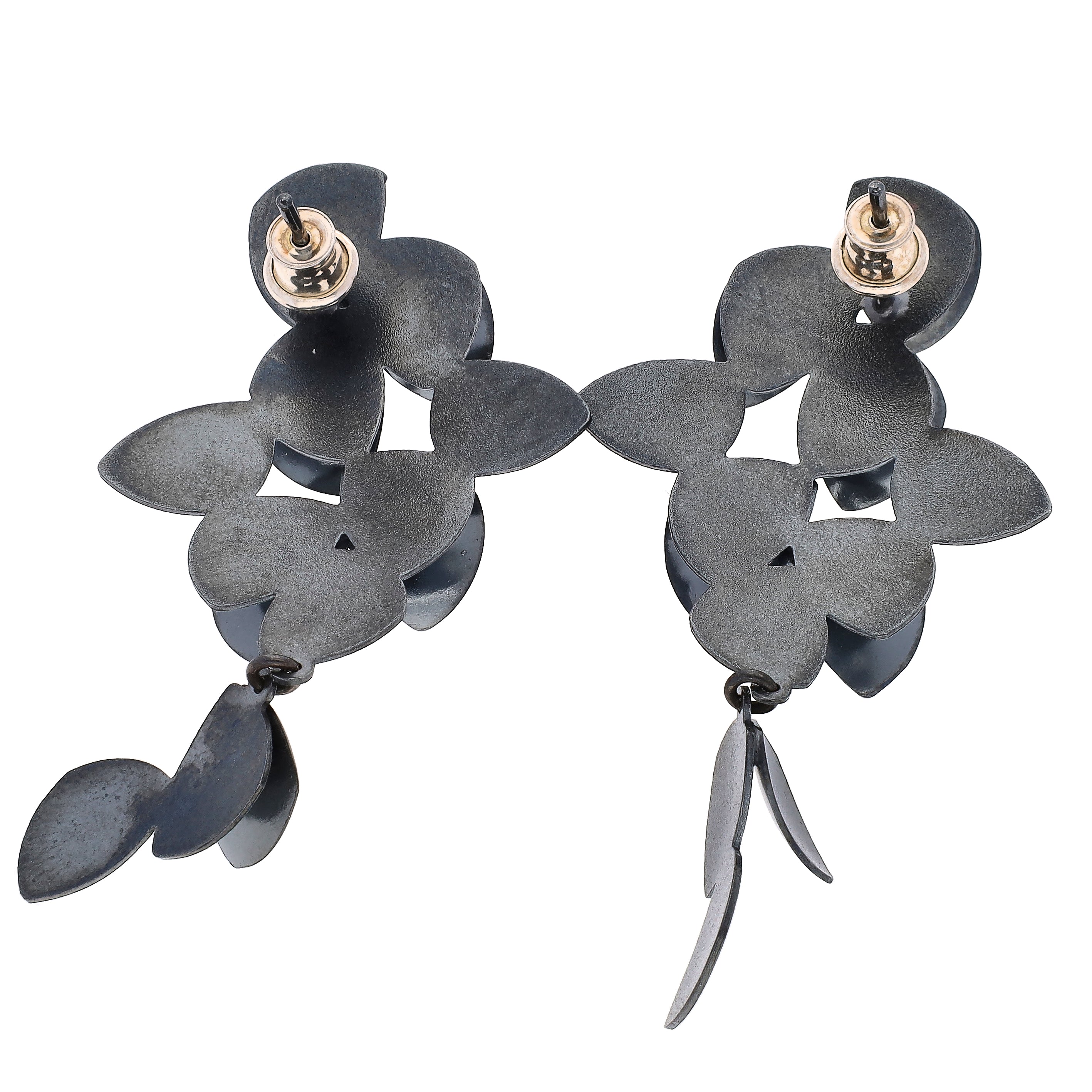 Mysterium Sterling Silver Oxidized Scale Cluster Earrings