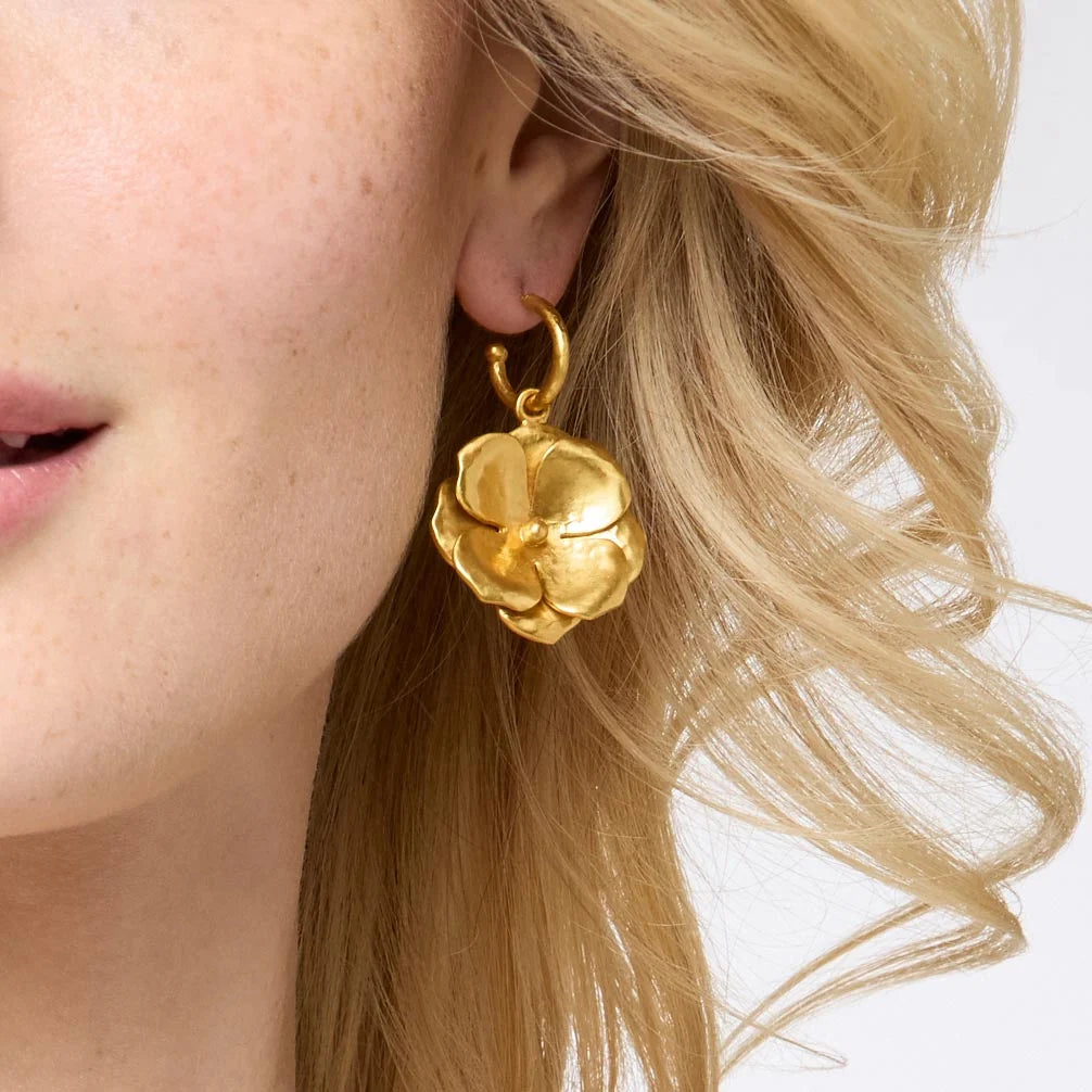Julie Vos 24K Gold Plated Bloom Hoop and Charm Earrings
