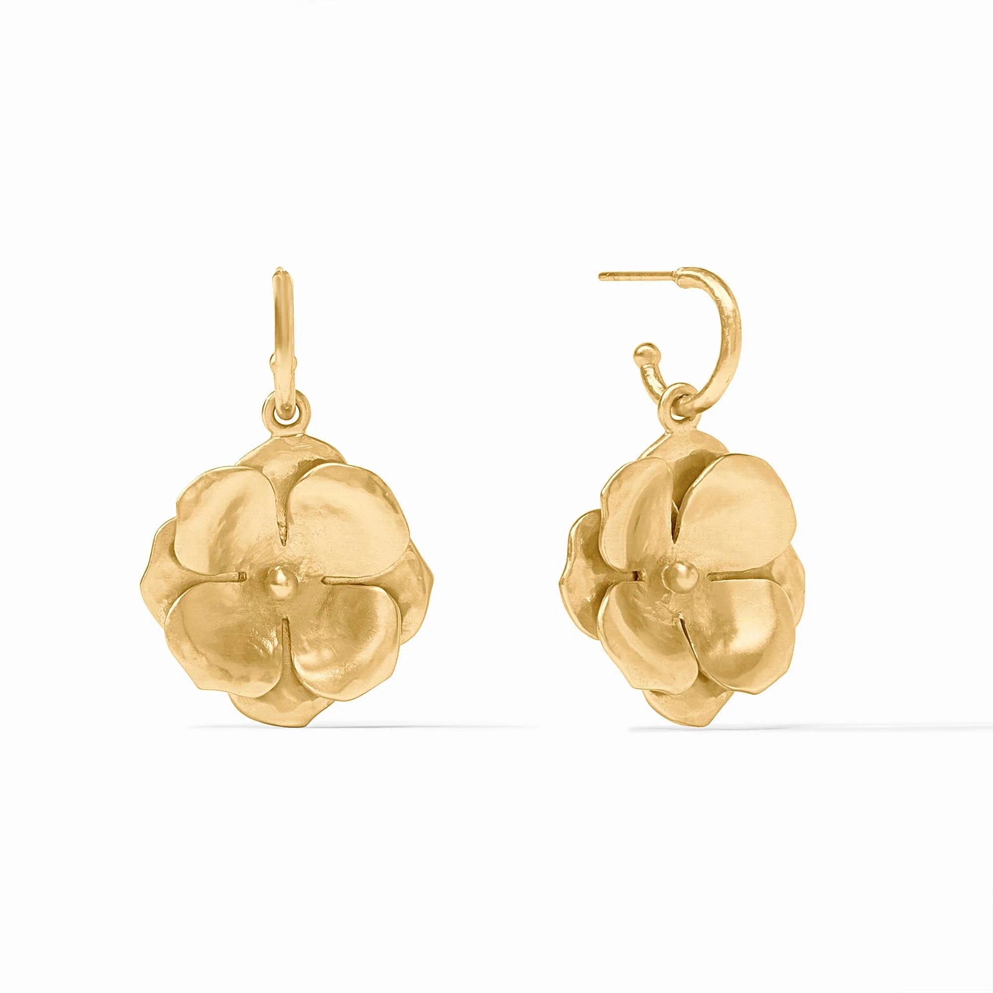 Julie Vos 24K Gold Plated Bloom Hoop and Charm Earrings