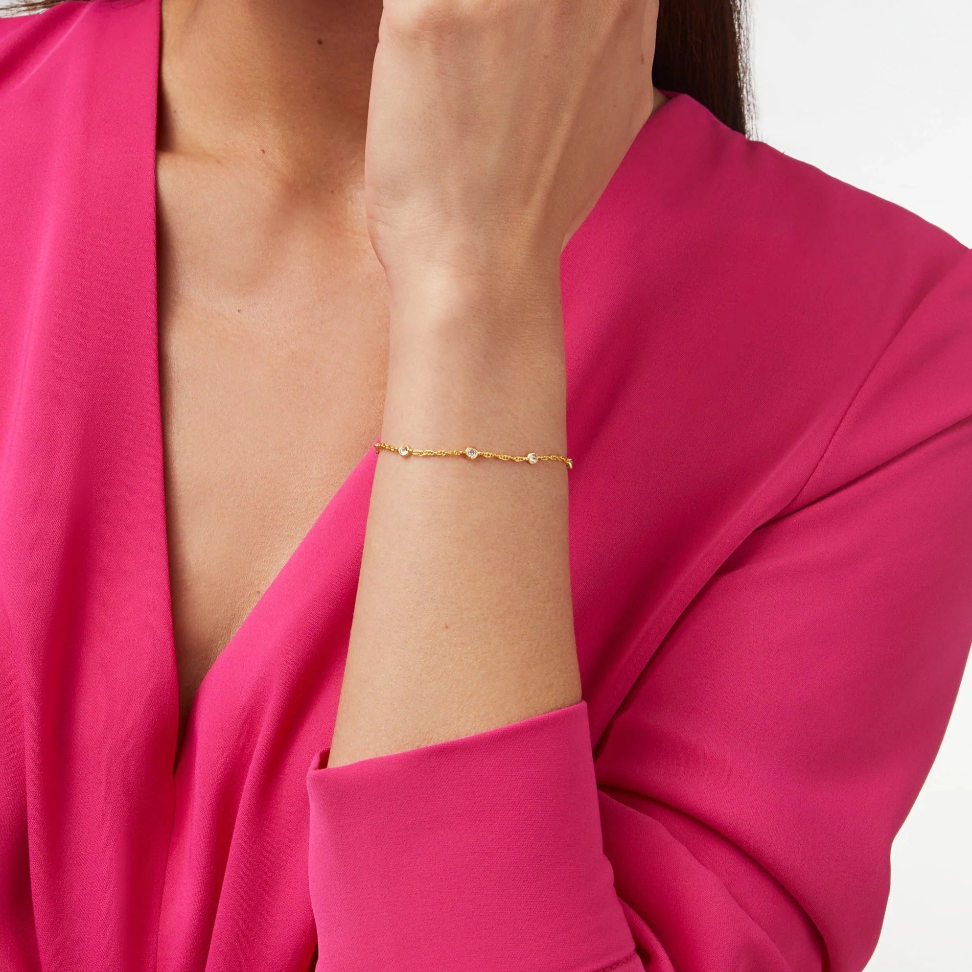 Julie Vos 24K Gold Plated Celeste Delicate Bracelet with CZ Stations