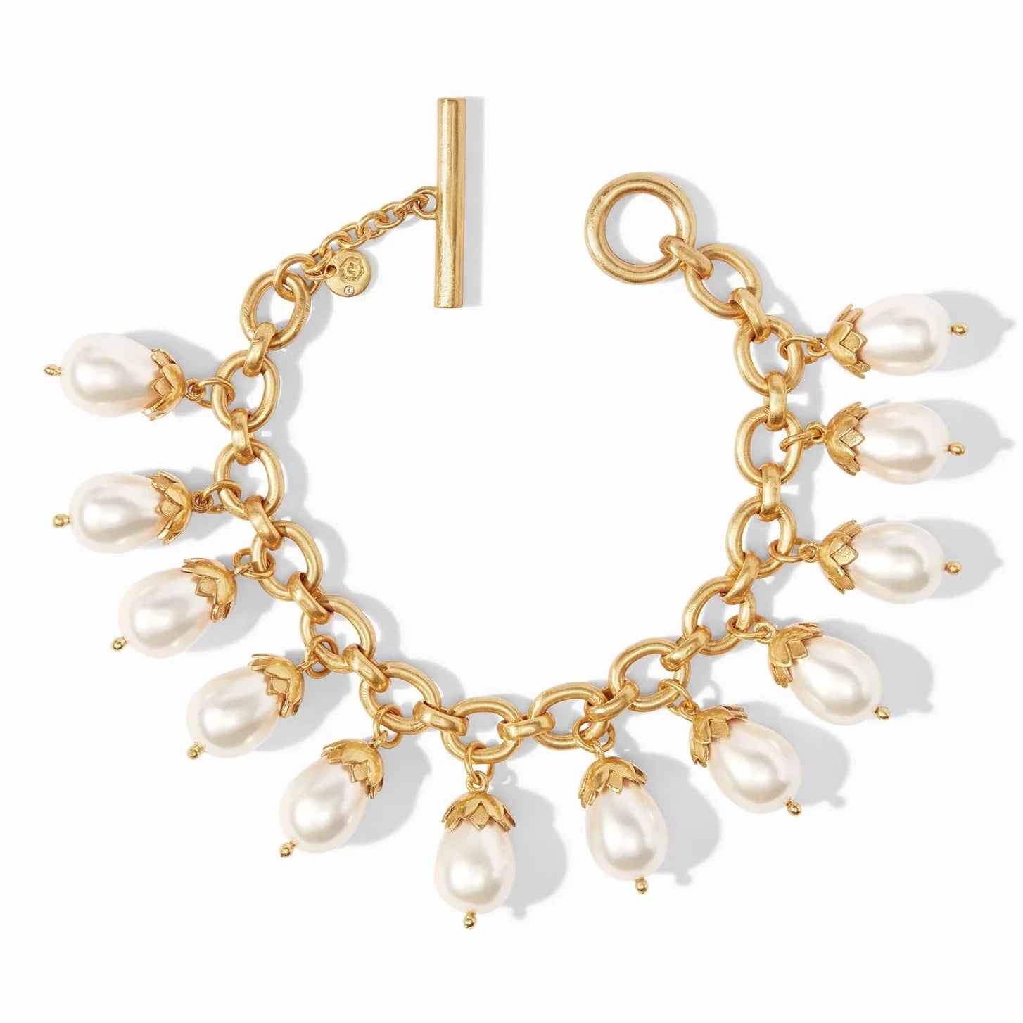 Julie Vos 24K Gold Plated Flora Pearl Charm Bracelet