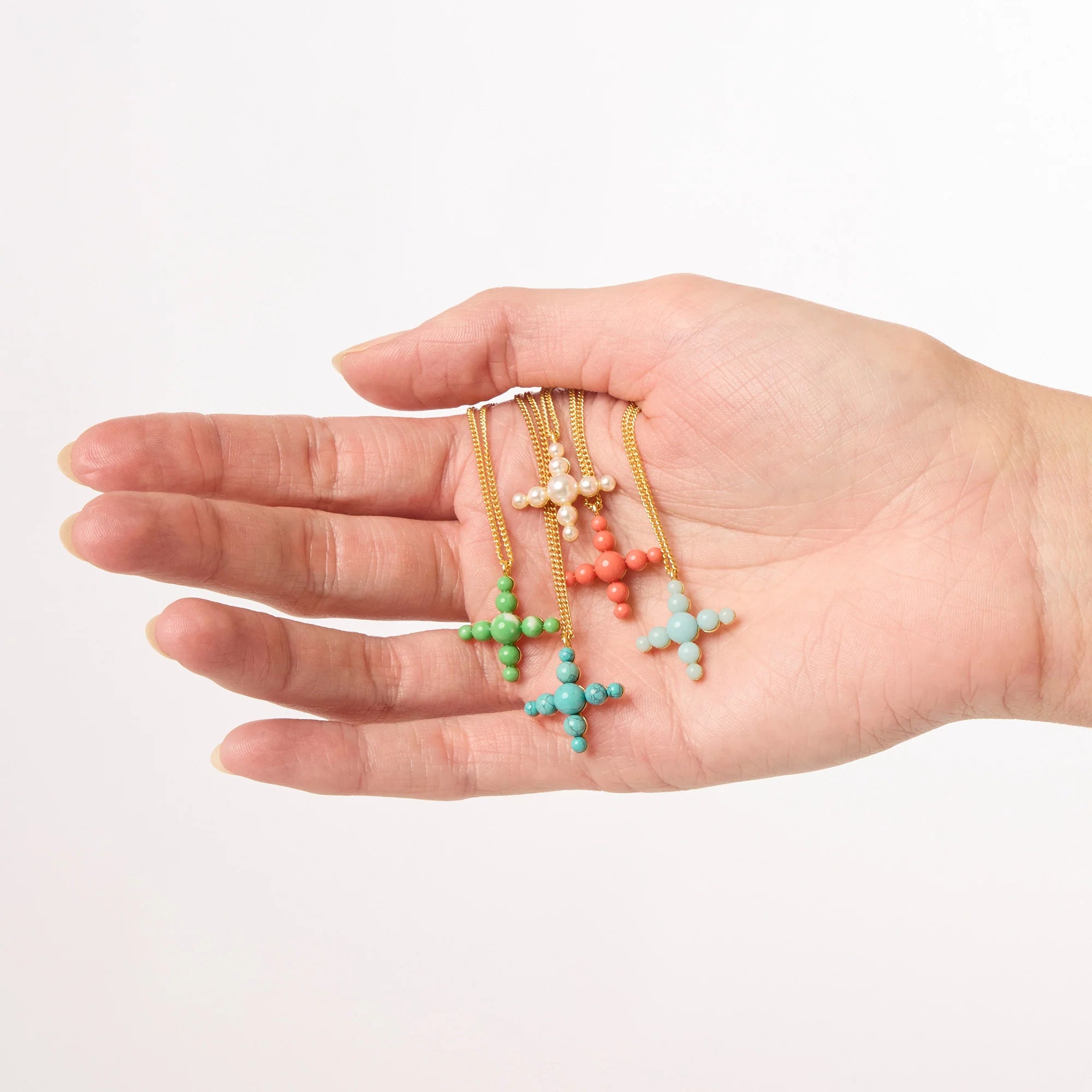 Julie Vos Gumdrop Cross Powder Blue Delicate 19 Inch Necklace