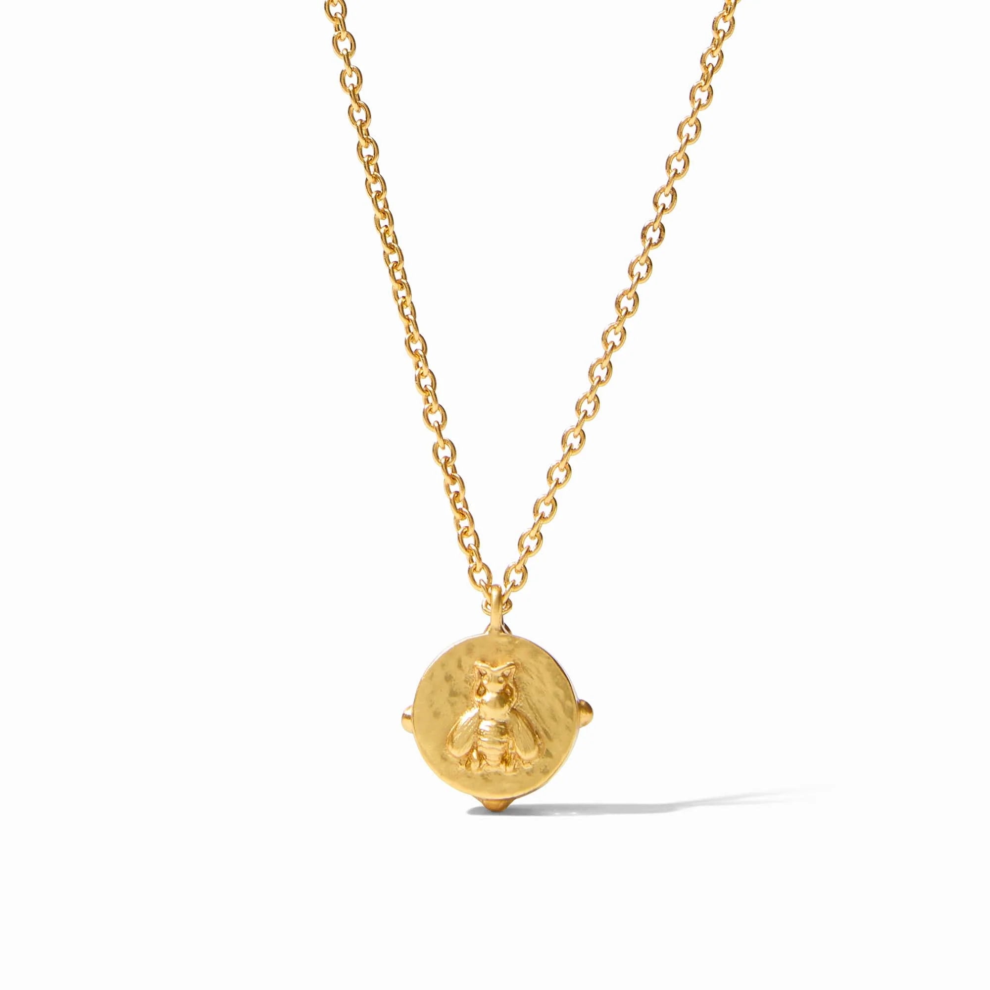 Julie Vos 24K Gold Plated Honeybee Solitaire Necklace Iridescent Sapphire Blue