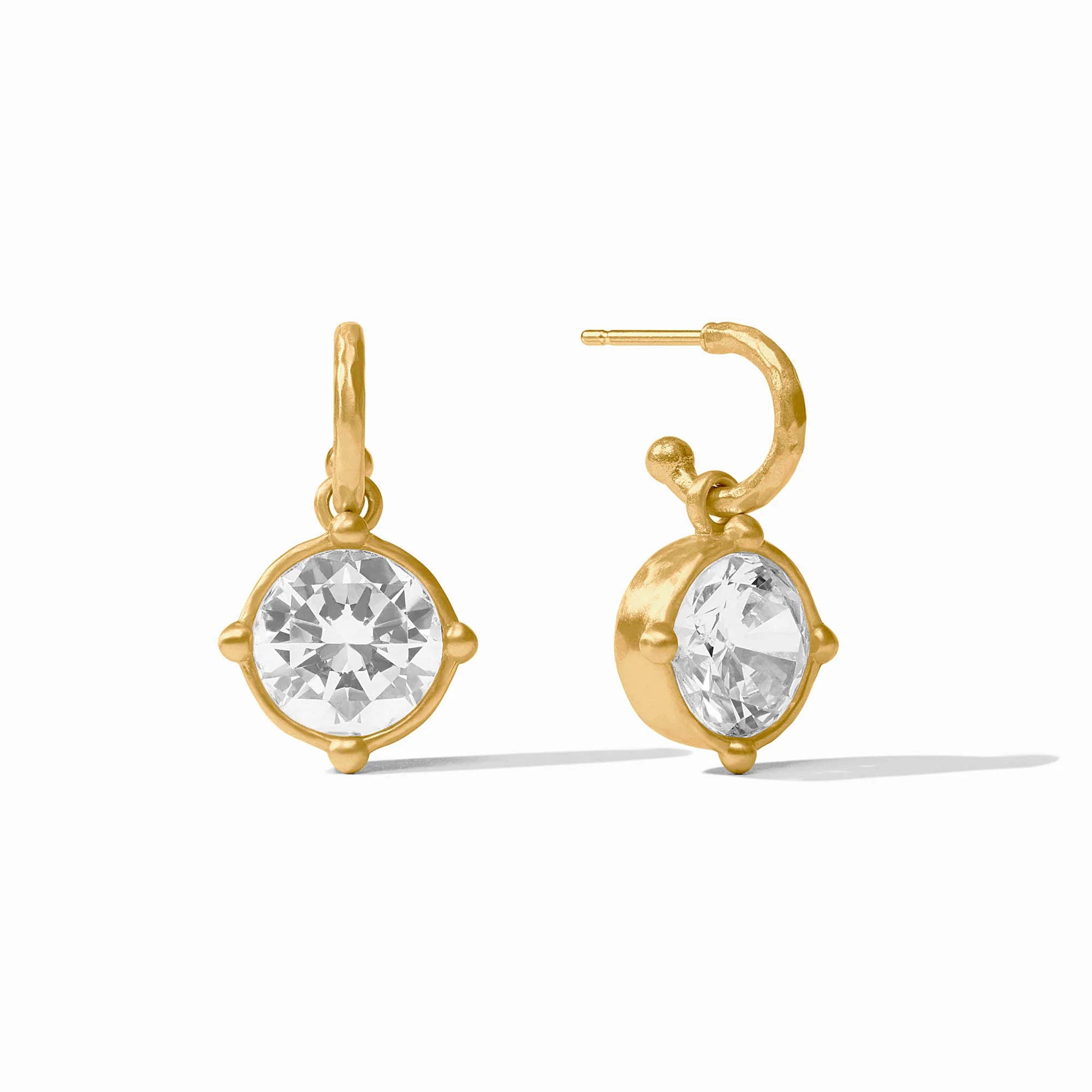 Julie Vos 24K Gold Plated Honeybee Hoop and Charm Earrings CZ