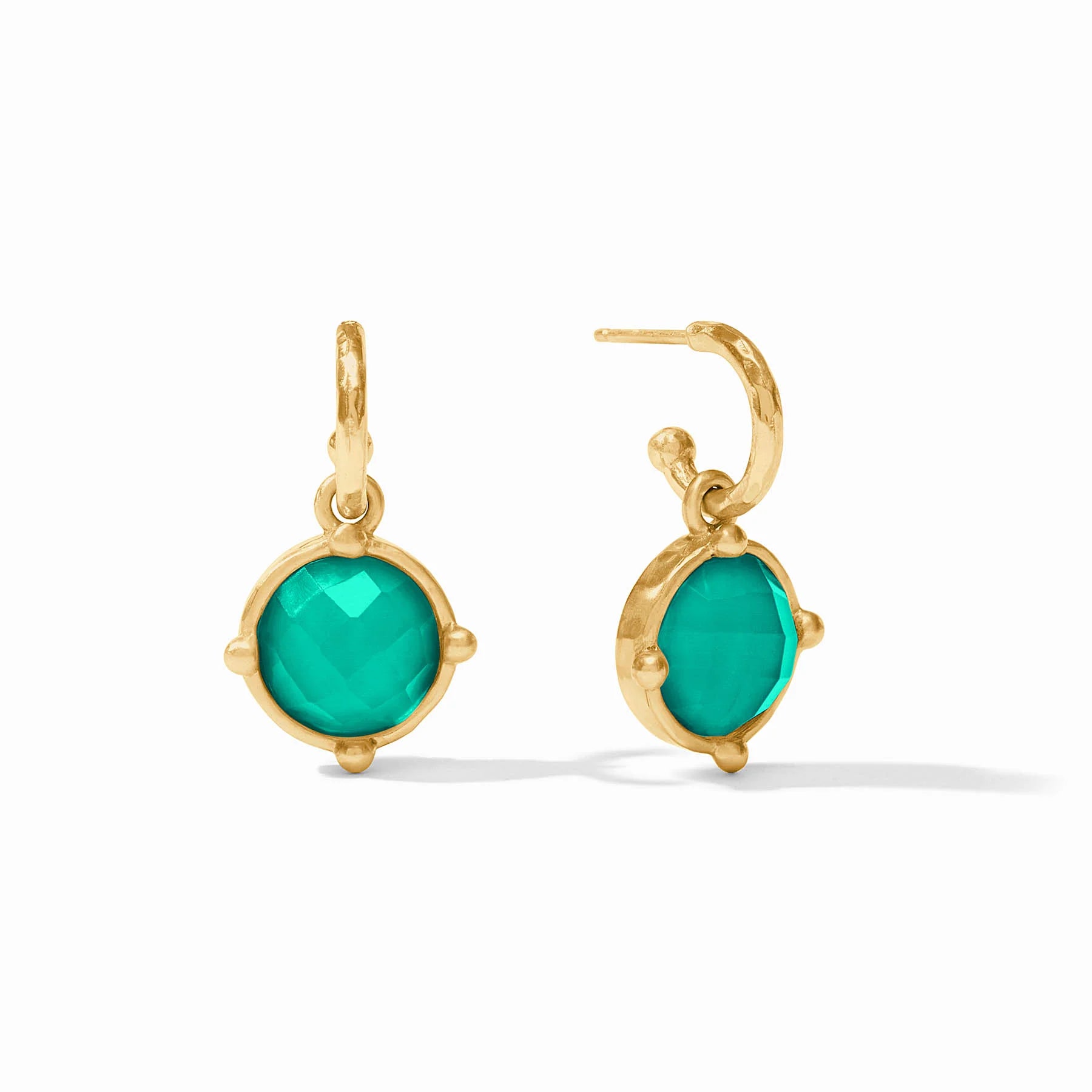 Julie Vos 24K Gold Plated Honeybee Hoop and Charm Iridescent Green