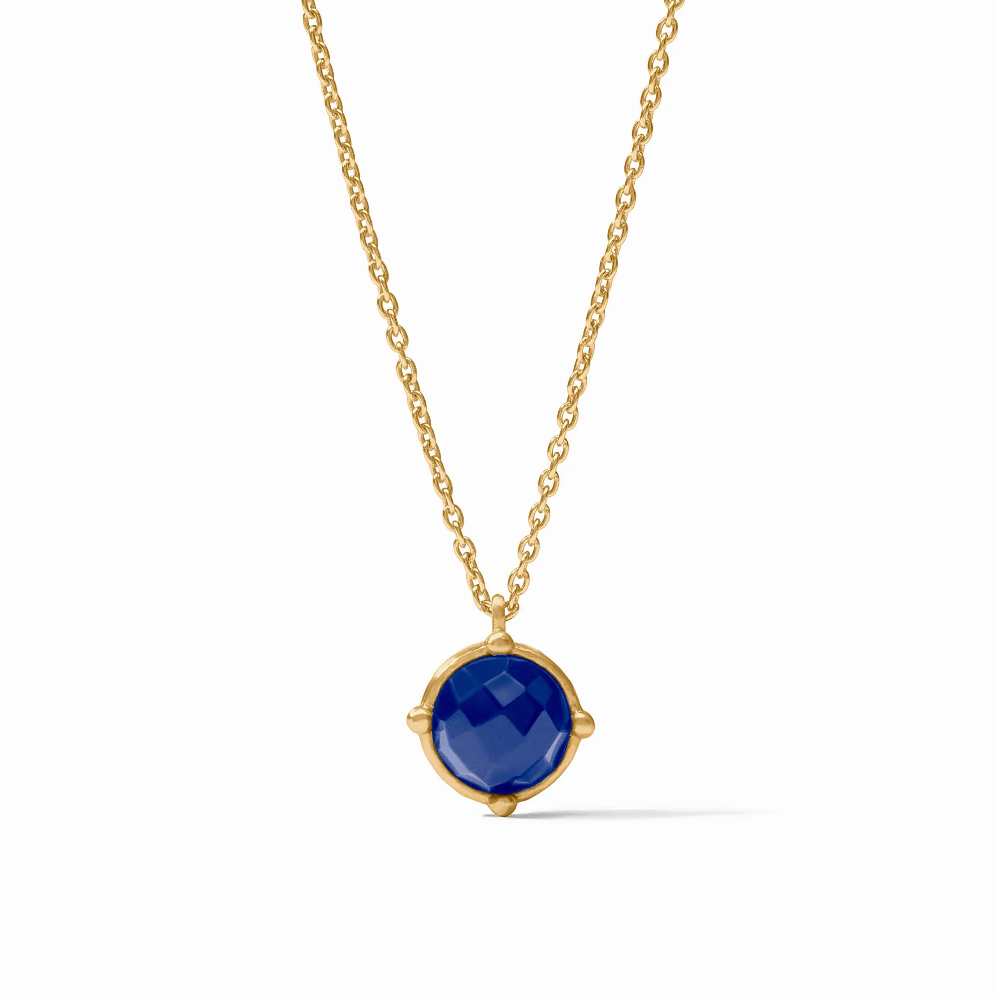 Julie Vos 24K Gold Plated Honeybee Solitaire Necklace Iridescent Sapphire Blue