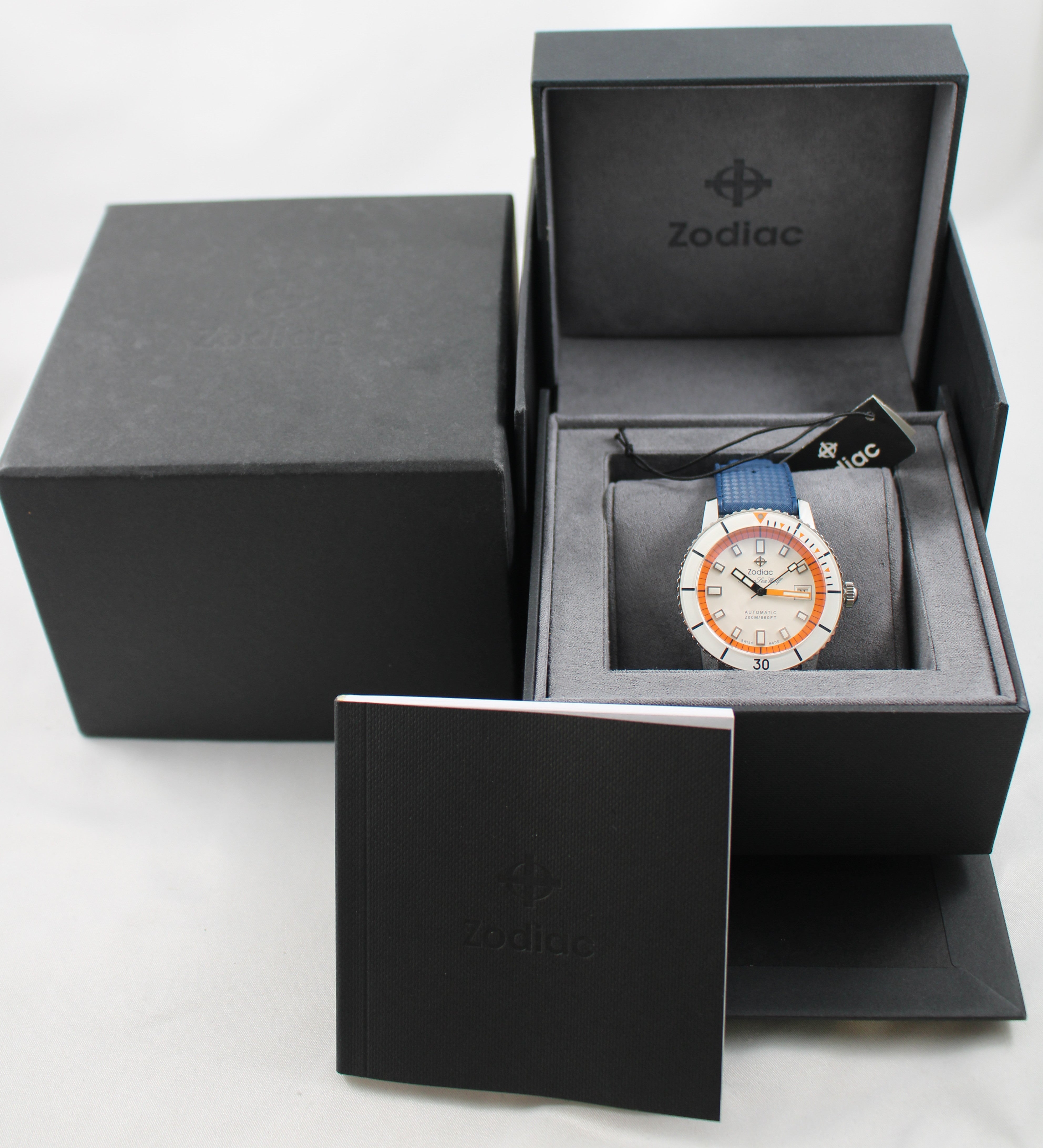 Zodiac Super Sea Wolf ZO9270 40mm Automatic Steel Watch with Box and Papers