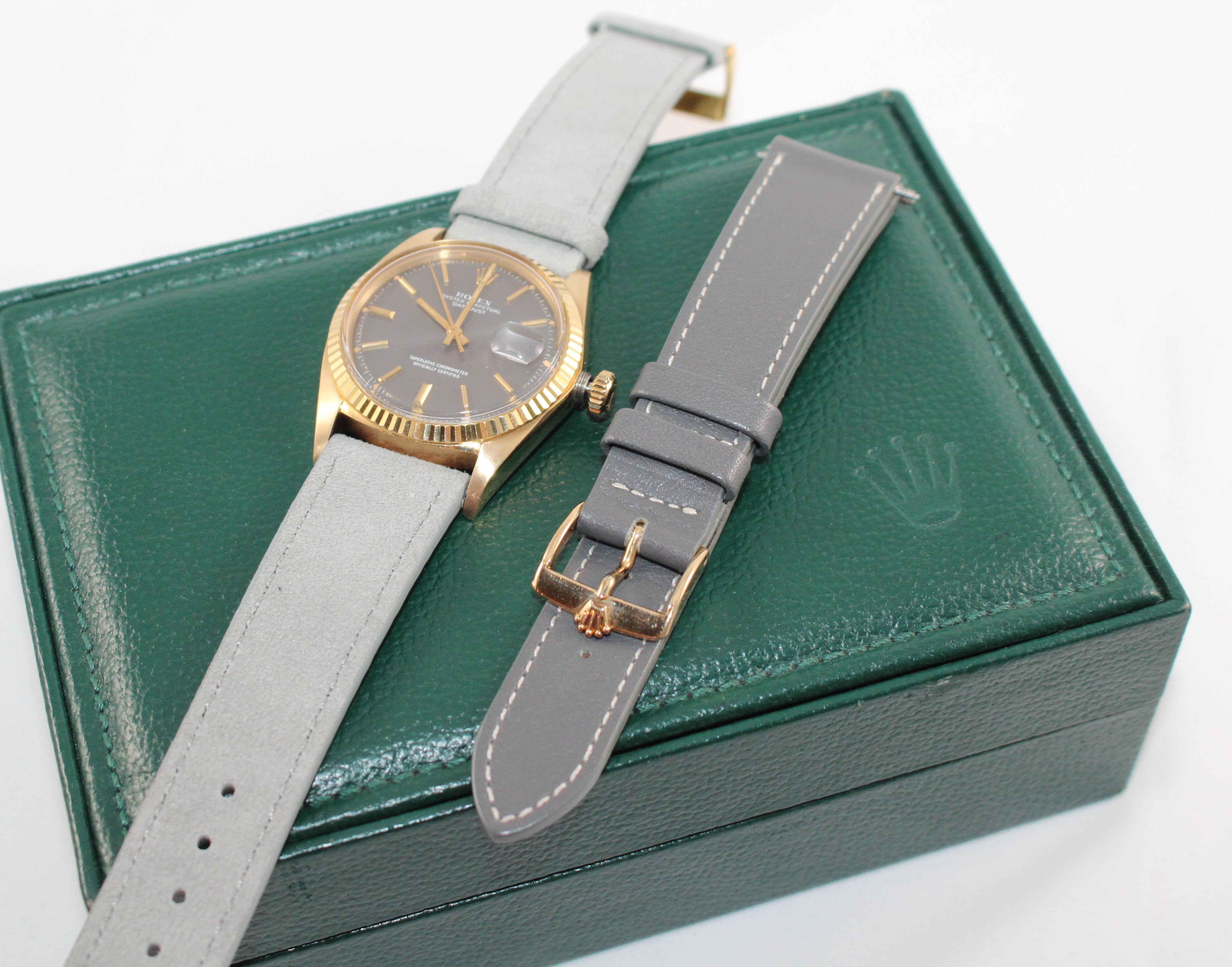 1969 Luxury Watch Datejust 1601 Gray Dial 36mm 18K Yellow Gold Wristwatch