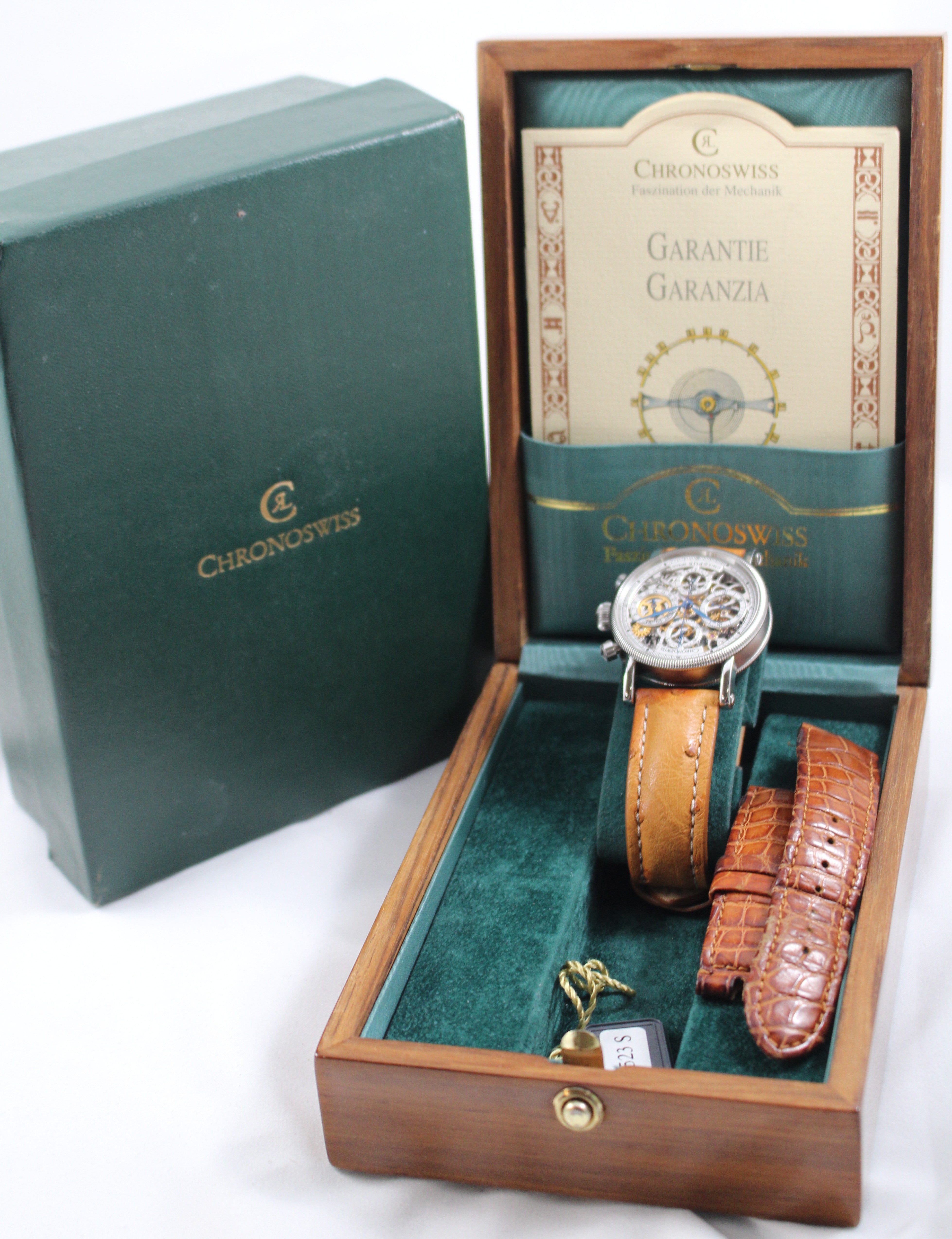 Chronoswiss Opus Skeleton Chronograph 38mm Steel Wristwatch with Box and Papers