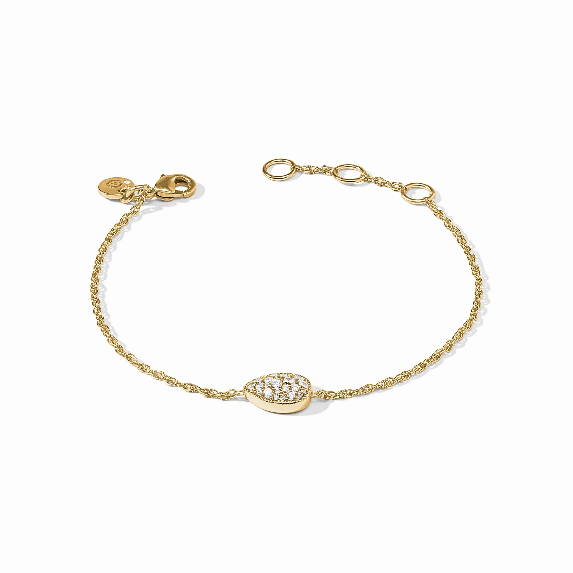 Julie Vos 24K Gold Plated Pavé CZ Teardrop Delicate Chain Bracelet