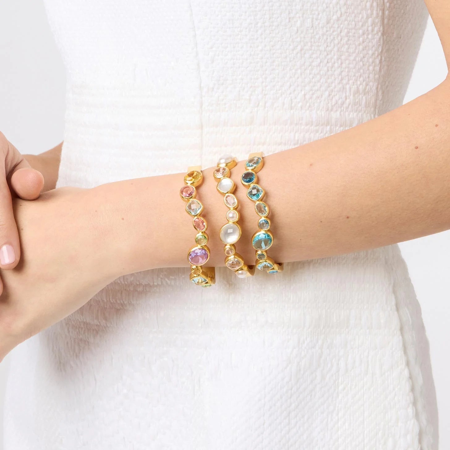 Julie Vos Kaleidoscope Multi-Color Stone Hinged Bangle Bracelet