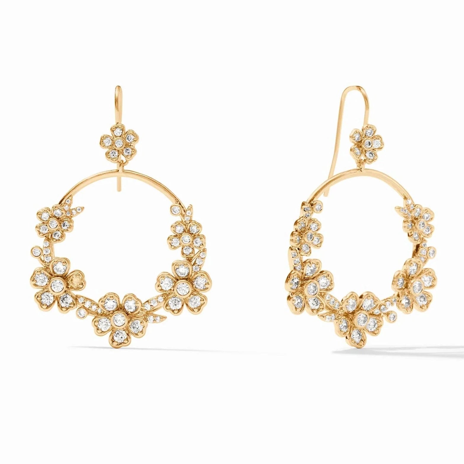 Julie Vos 24K Gold Plated Laurel Drop Earrings with Cubic Zirconia