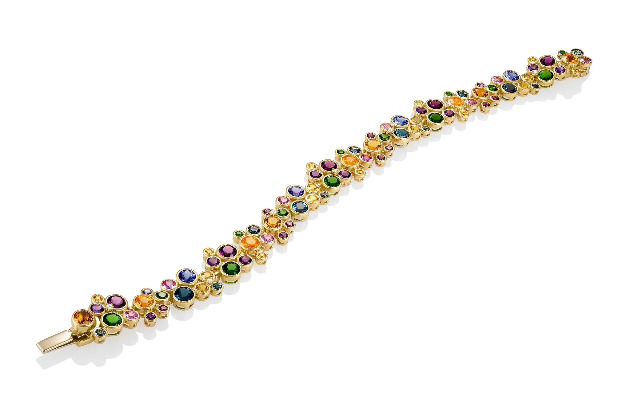 14K Yellow Gold Martha Seely Design Multi Colored Gemstones Bracelet