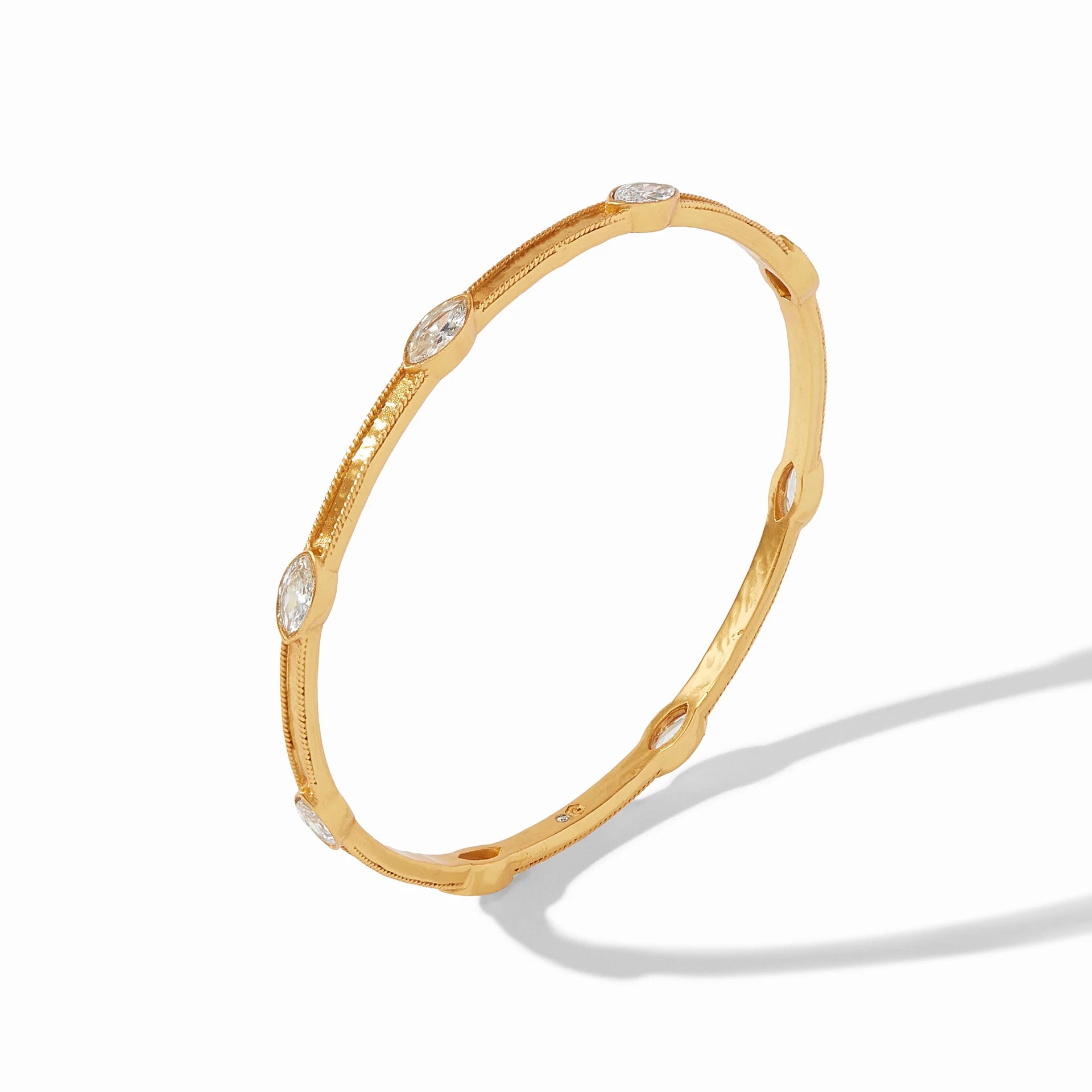 Julie Vos 24K Gold Plated Monaco Bangle Bracelet with Cubic Zirconia, Medium