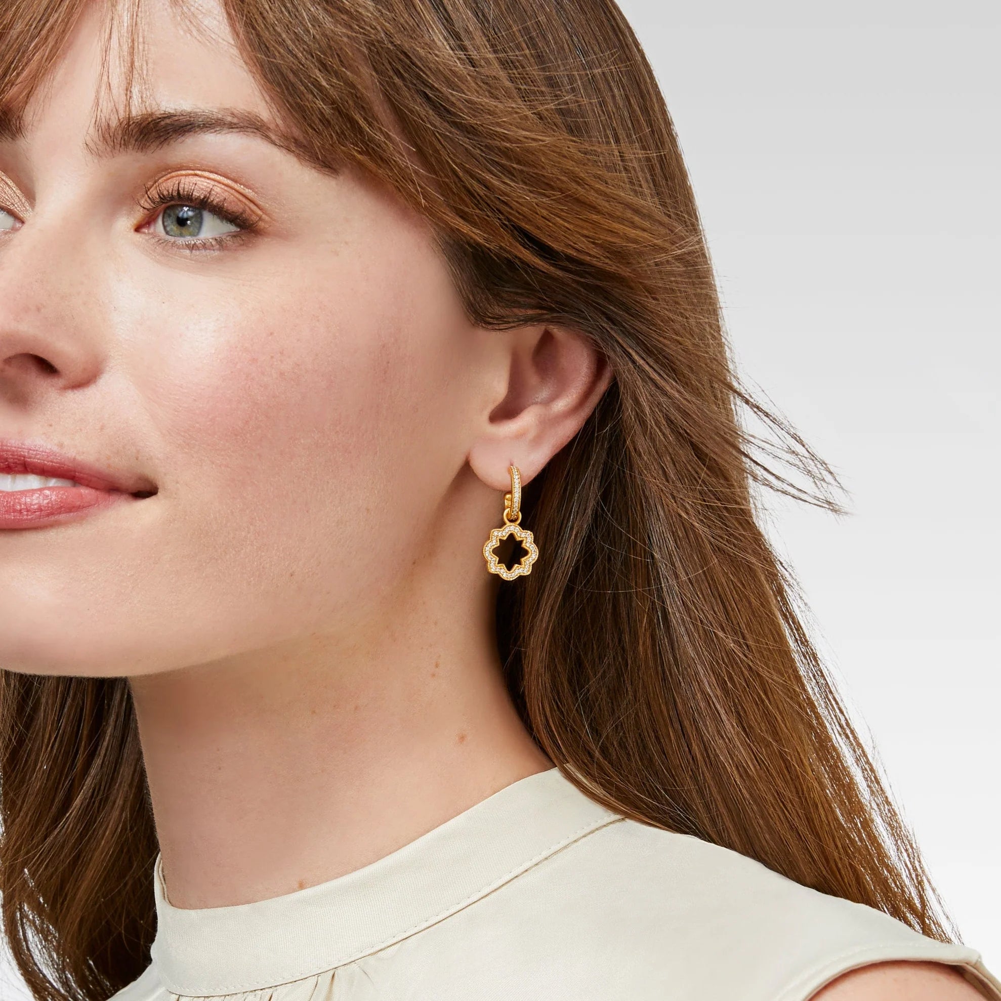 Julie Vos Odette Hoop and Charm CZ Earrings