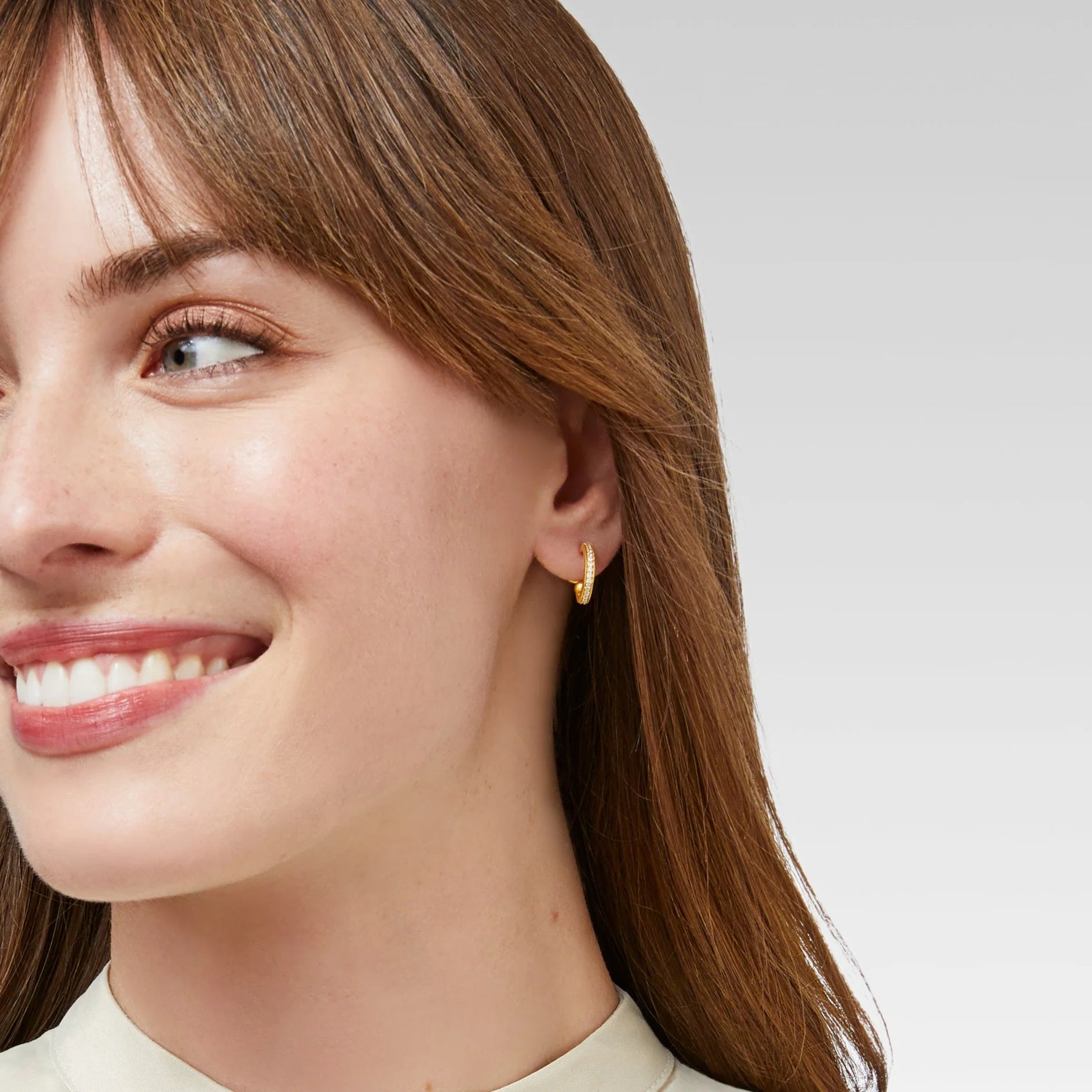 Julie Vos Odette Hoop and Charm CZ Earrings