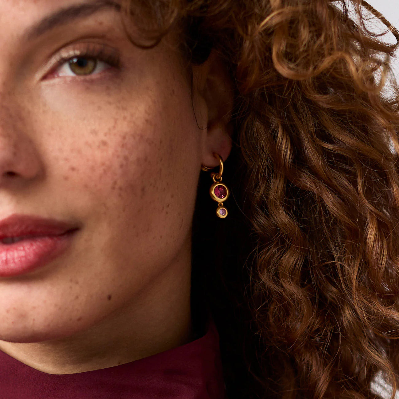 Julie Vos Rainbow Pink Dawn Duo Hoop and Charm Earring