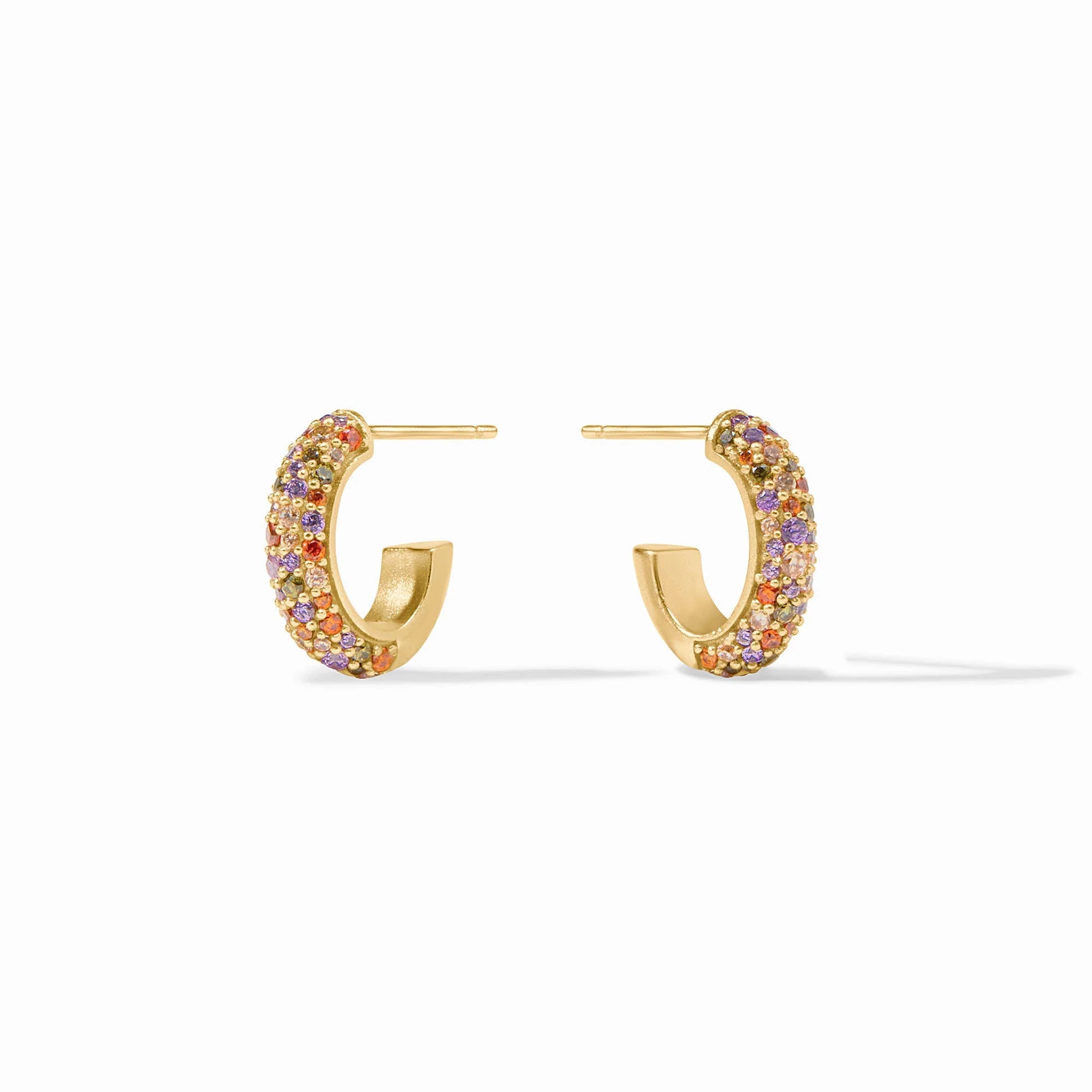 Julie Vos Stardust Multi-Colored Stone 24K Gold Plated Hoop Earrings