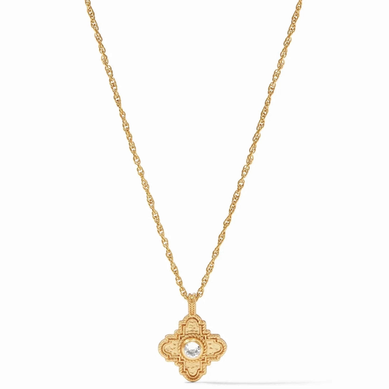 Julie Vos 24K Gold Plated Theodora Delicate Pedant with Cubic Zirconia Necklace