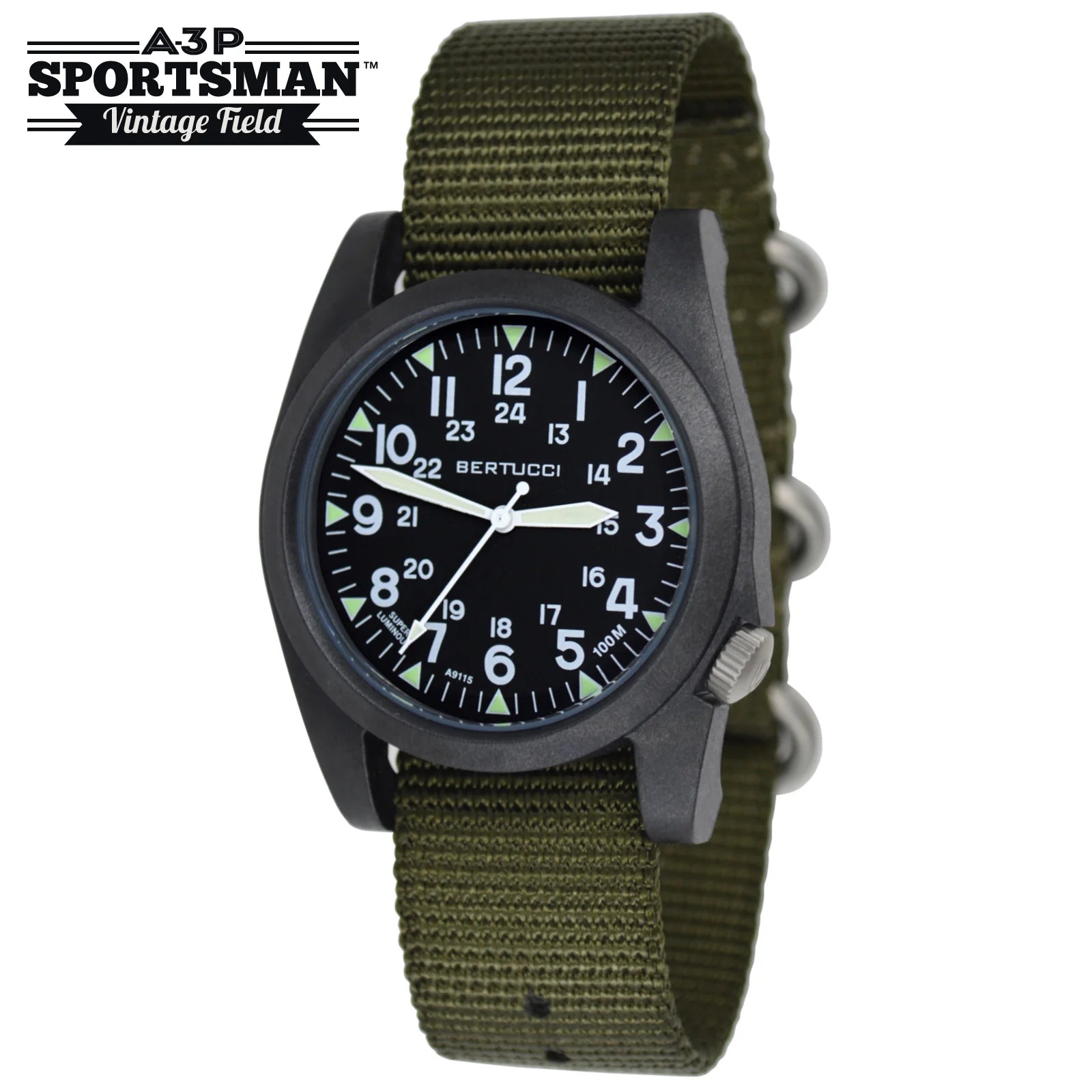 Bertucci A-3P Sportsman Black Defender Olive 42mm Ref. 13351