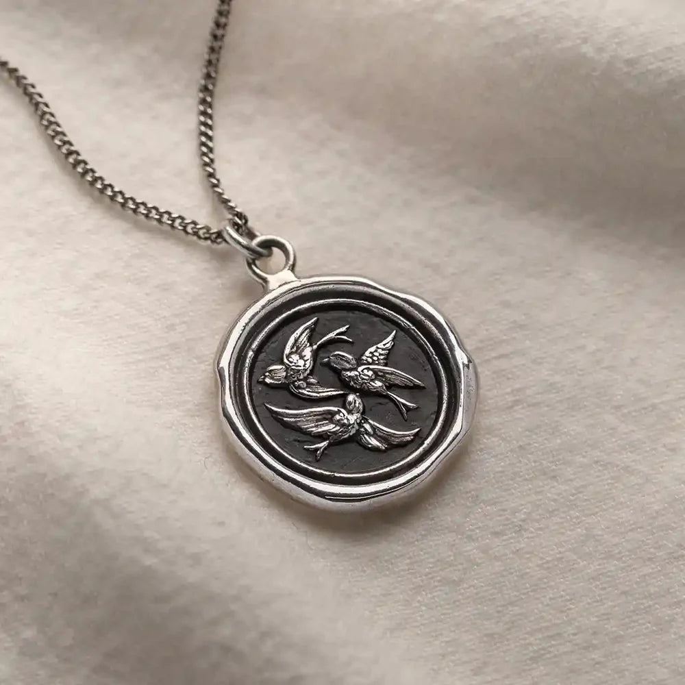 Pyrrha Sterling Silver "Birds of a Feather" Talisman Pendant Necklace