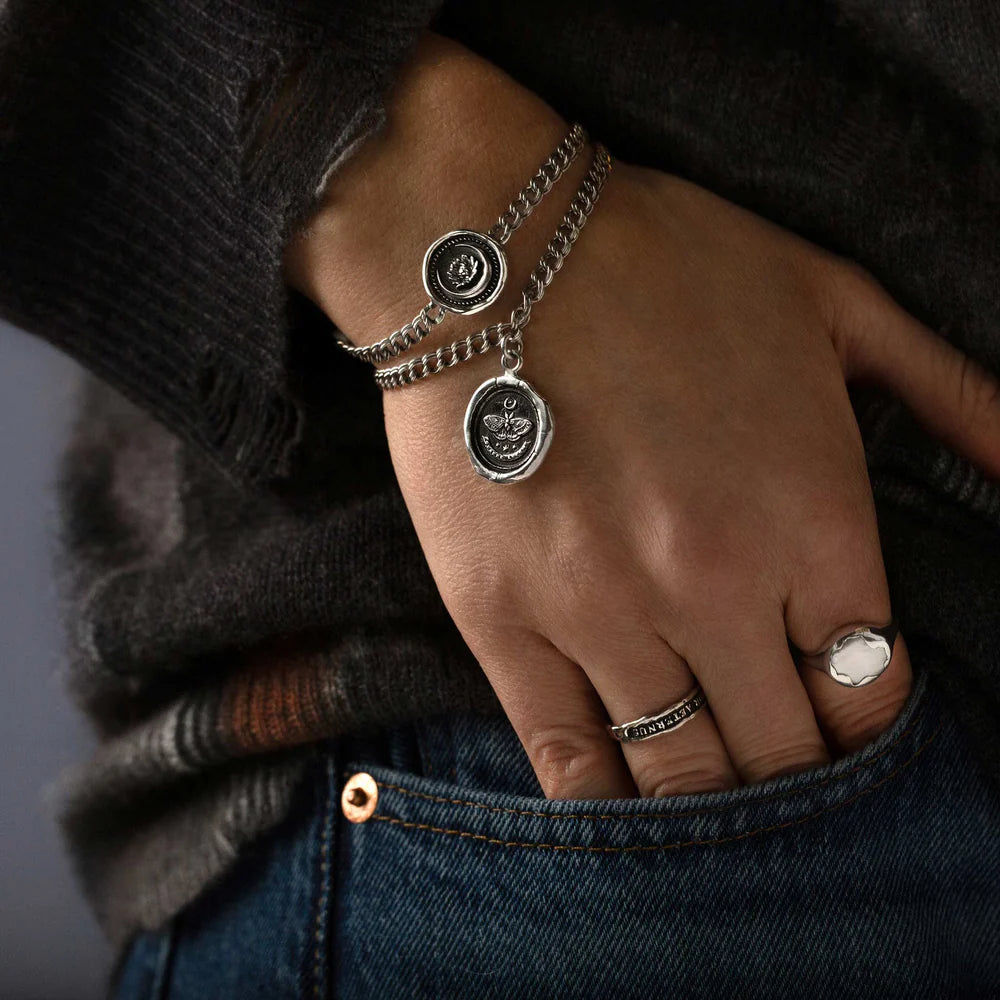 Pyrrha Sterling Silver "My Friend" Talisman Charm Chain Bracelet