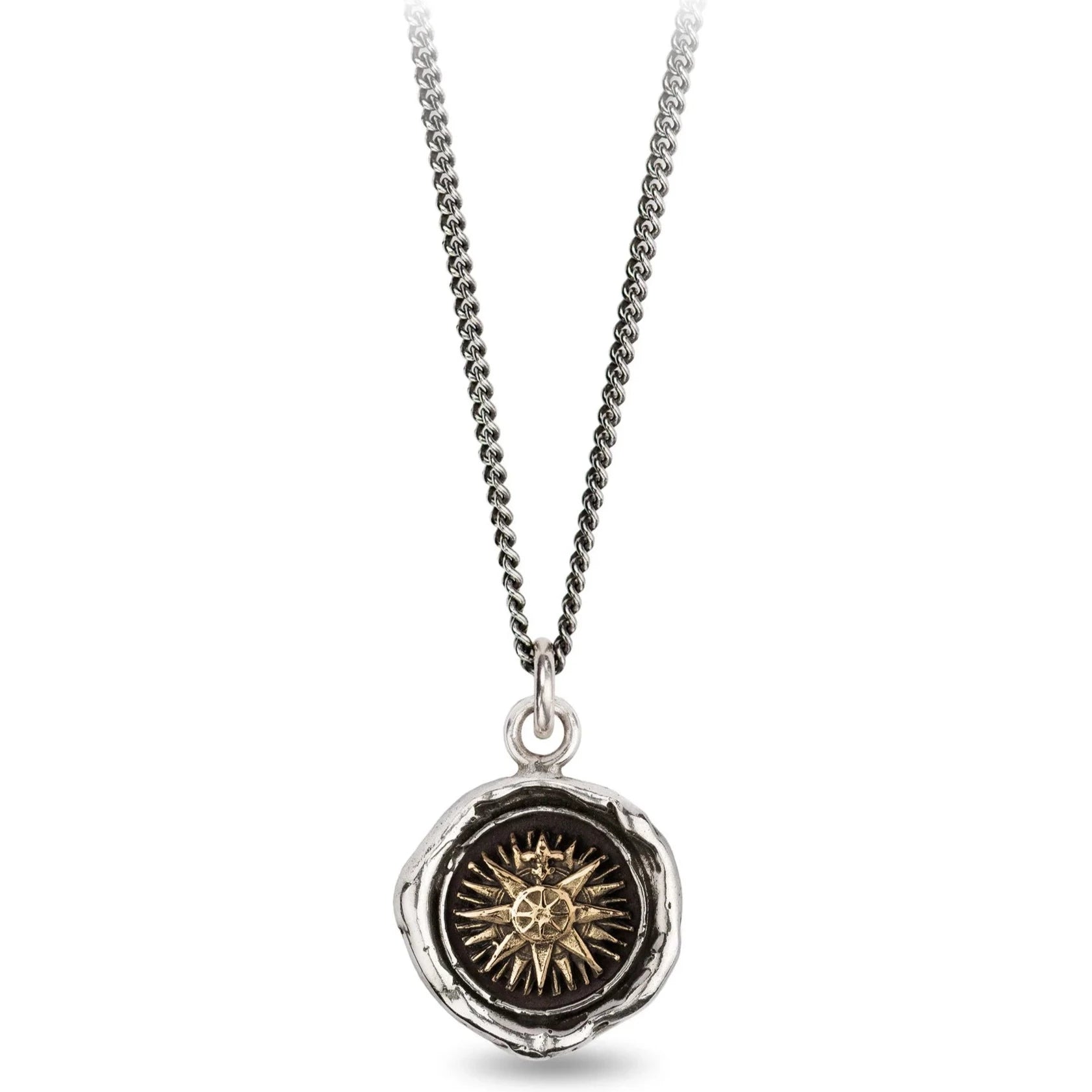 Pyrrha 14K Yellow Gold on Sterling Silver "Direction" Talisman Pendant 18" Necklace