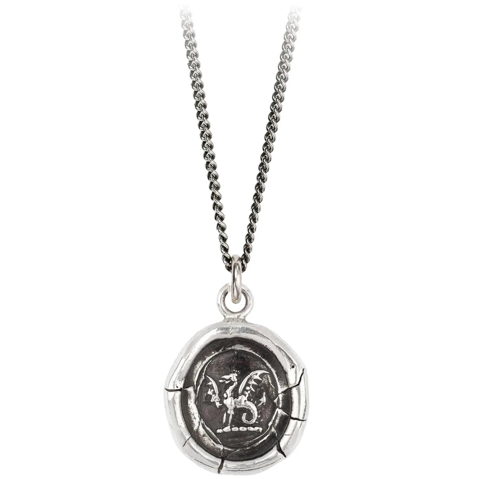 Pyrrha Sterling Silver "Dragon" Talisman Pendant 18" Necklace
