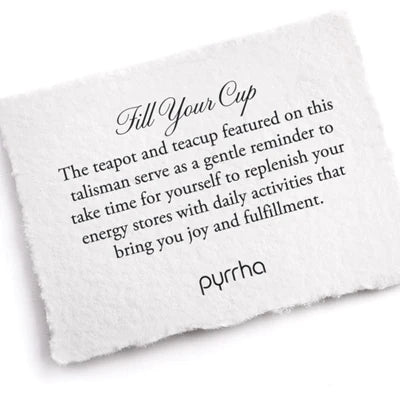 Pyrrha Sterling Silver "Fill Your Cup" Talisman 18 Inch Fine Curb Chain Necklace