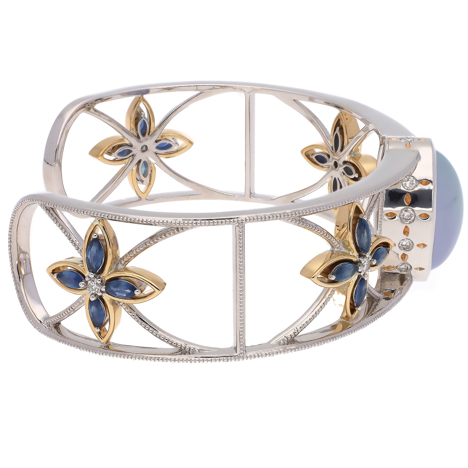 18K Yellow Gold and Sterling Silver Bracelet Custom Designed by Holly Showley-Reyome