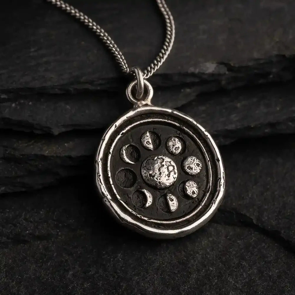 Pyrrha Sterling Silver "Moon Phases" Talisman Pendant Necklace