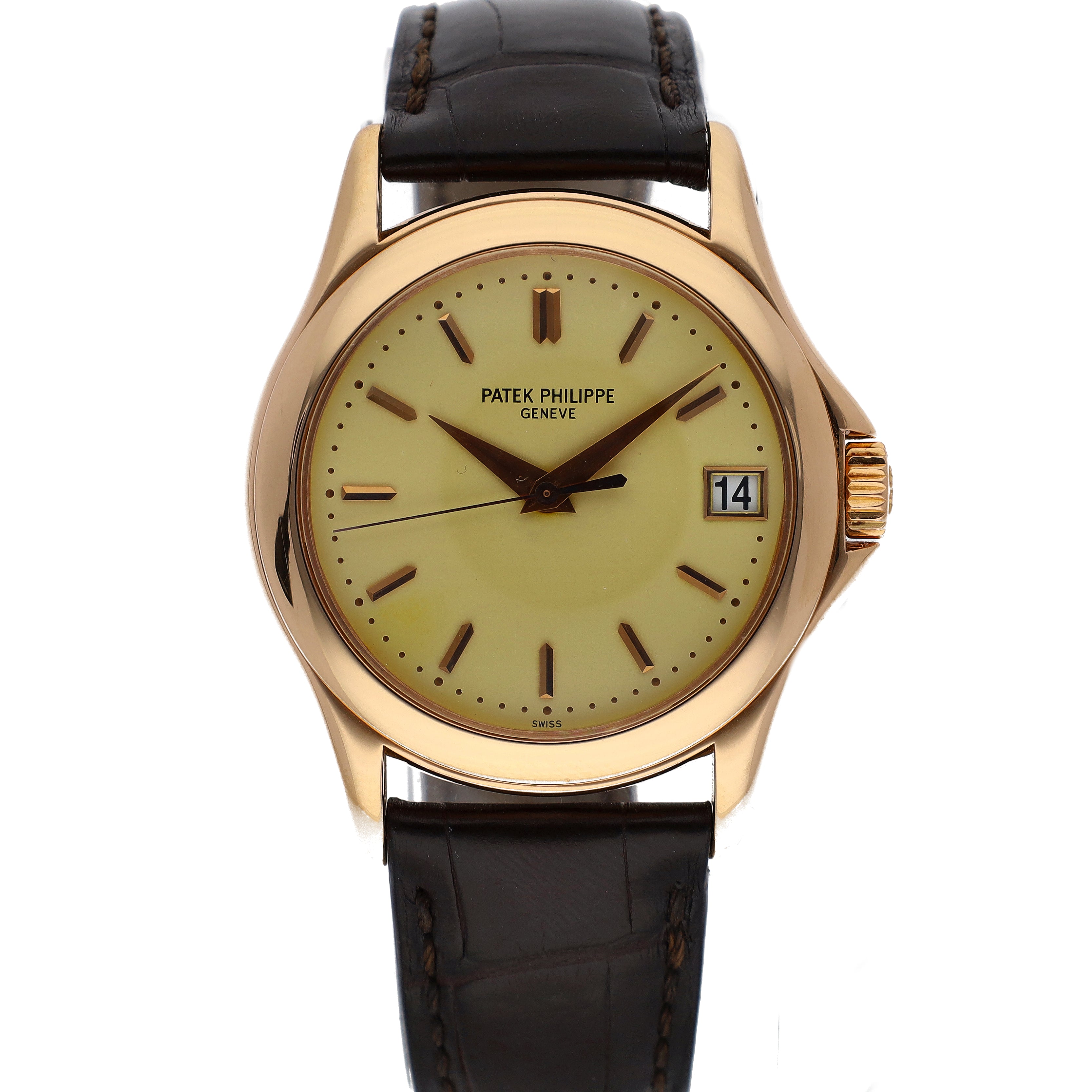 Patek Philippe Calatrava Gold Dial Automatic 37mm Rose Gold Wristwatch