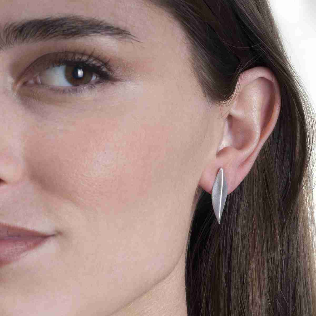 Jorge Revilla FOREST Collection Sterling Silver Textured Leaf Stud Earrings